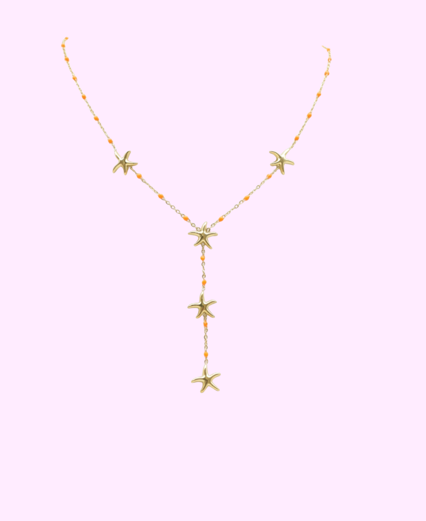 Collier Calista orange fluo doré en acier inoxydable
