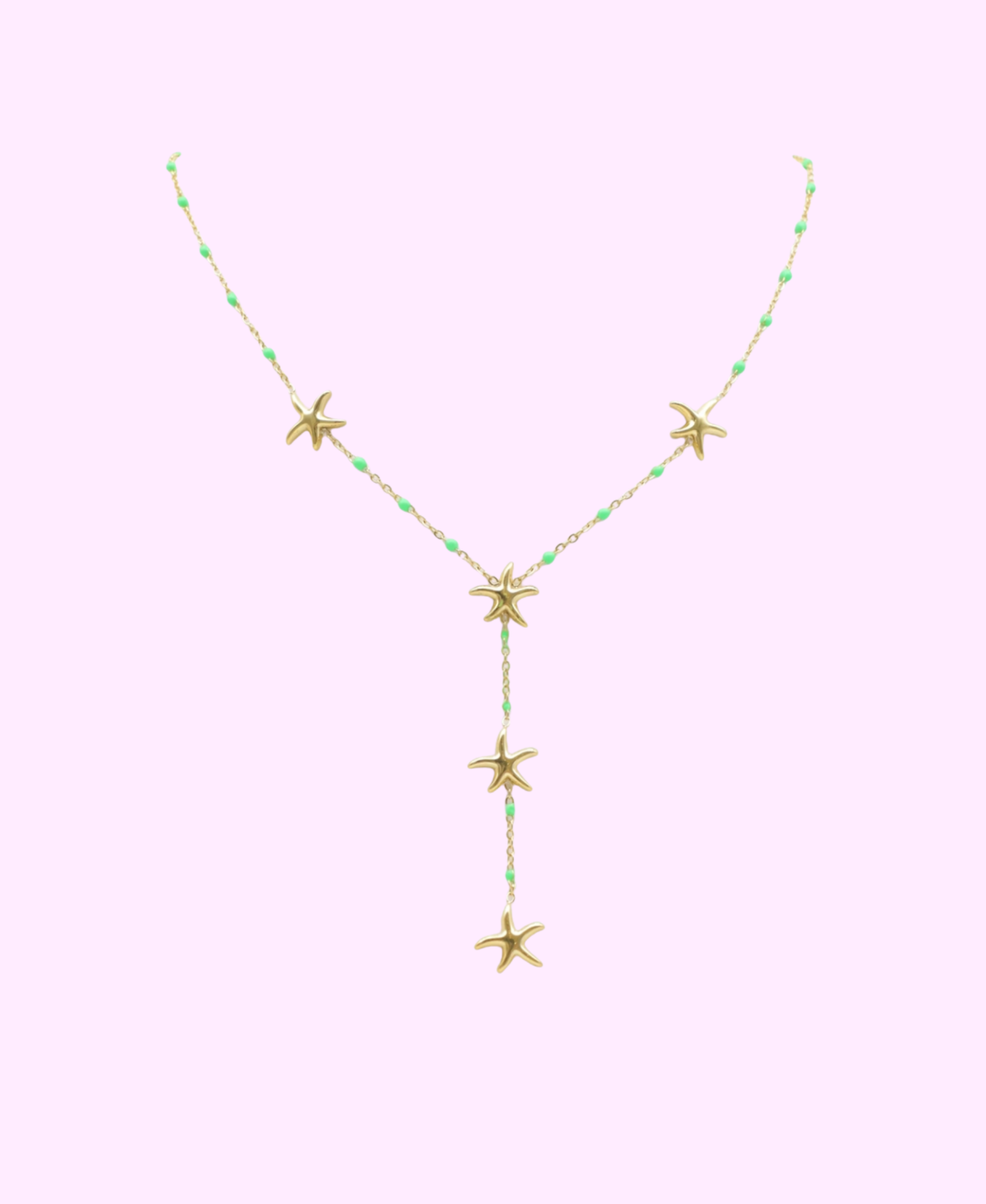Collier Calista vert doré en acier inoxydable