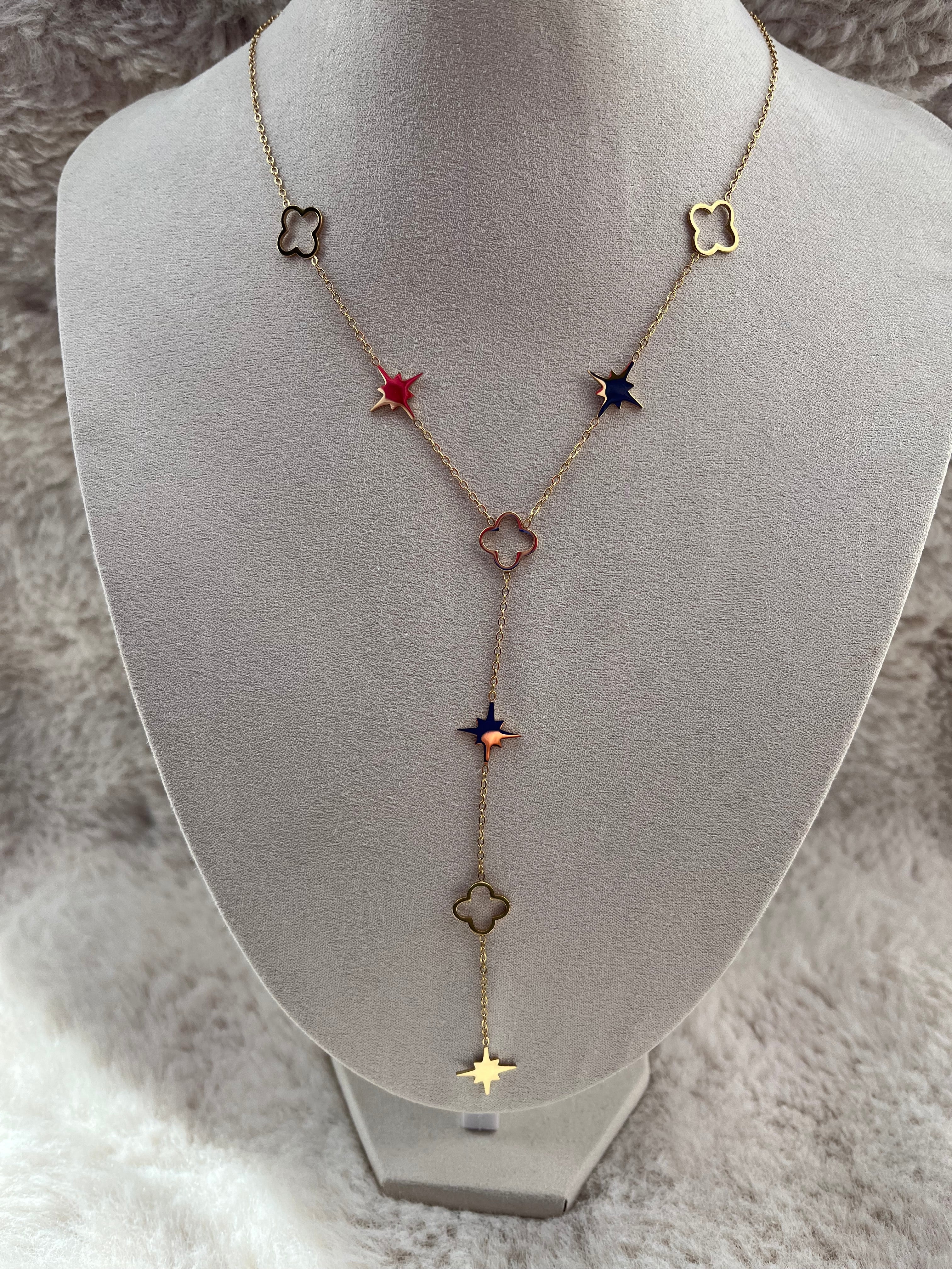 Collier Y INAYA acier inoxydable argenté ou doré