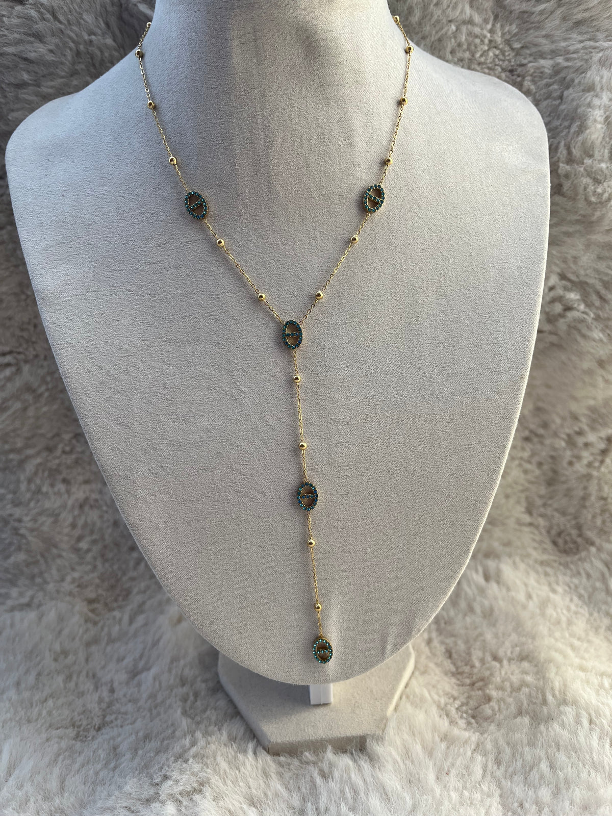 Collier Y maille marine coloré doré en acier inoxydable ( différents coloris )