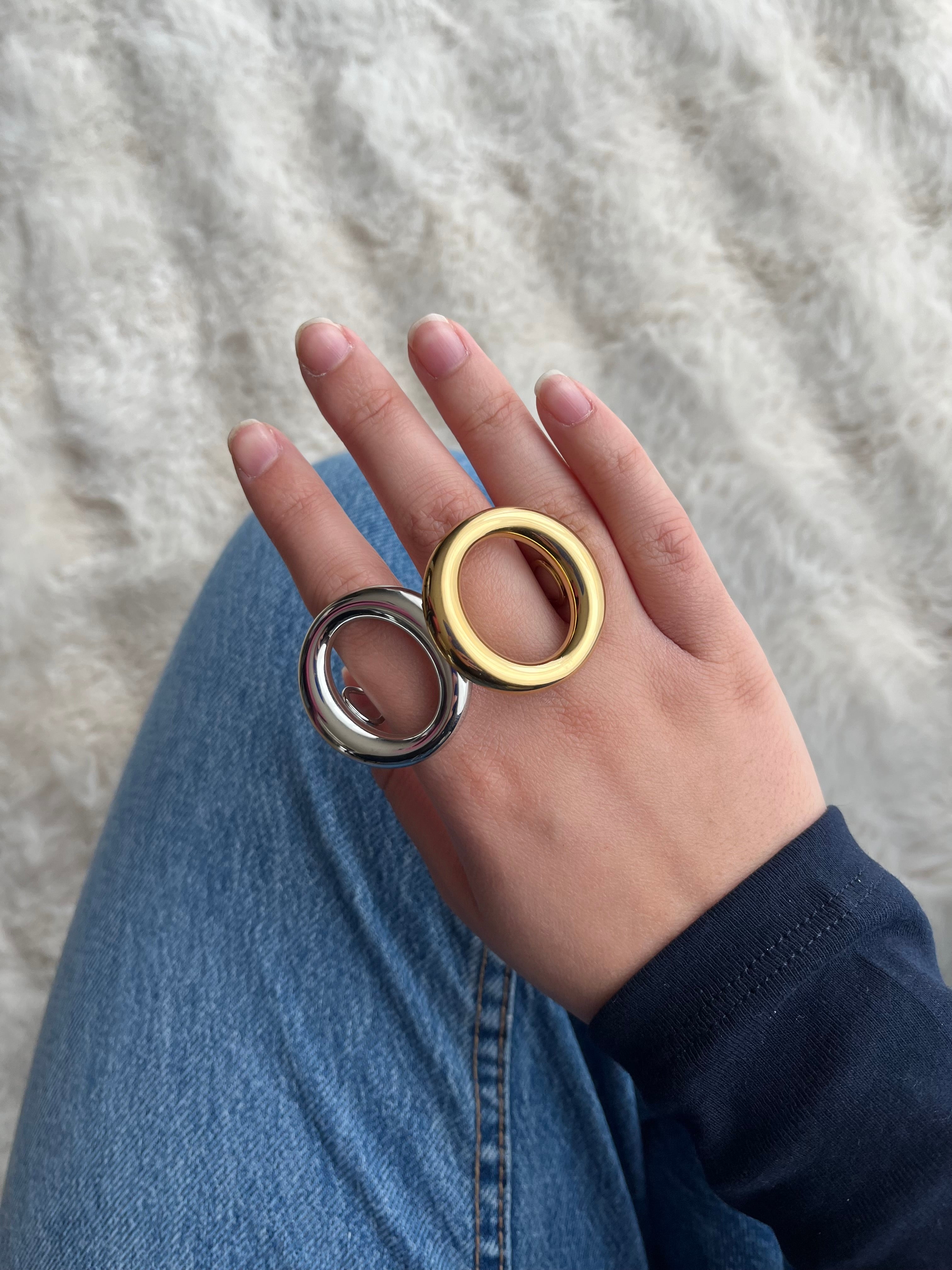Bague OVA acier inoxydable argenté ou doré