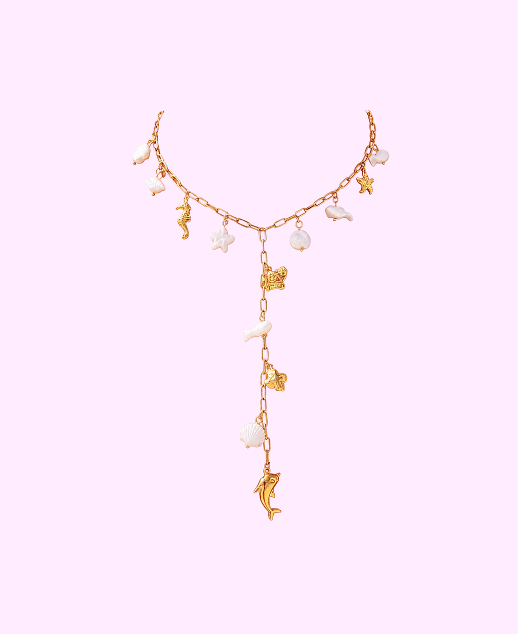 Collier Y MAELIA acier inoxydable doré