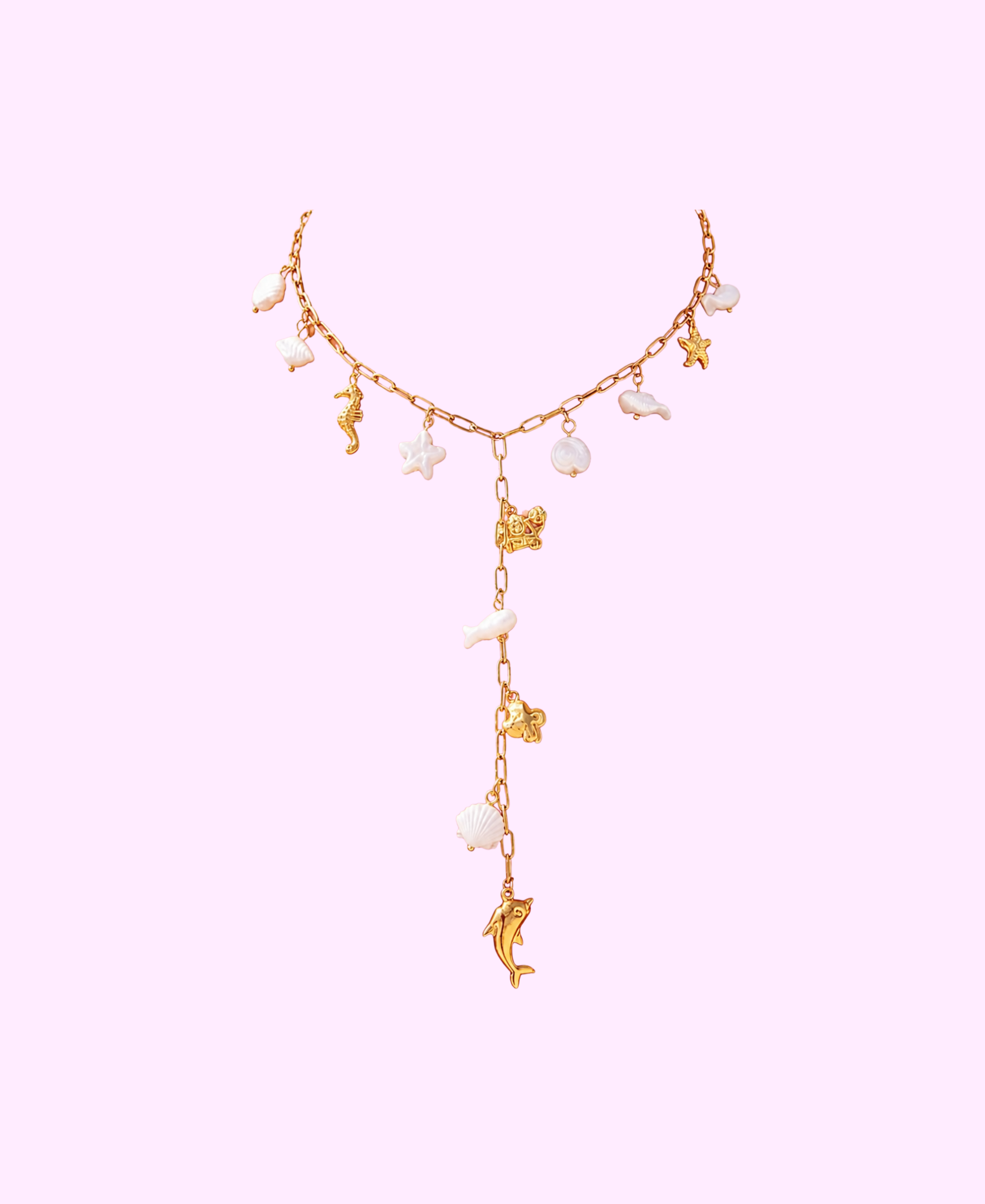 Collier Y MAELIA acier inoxydable doré