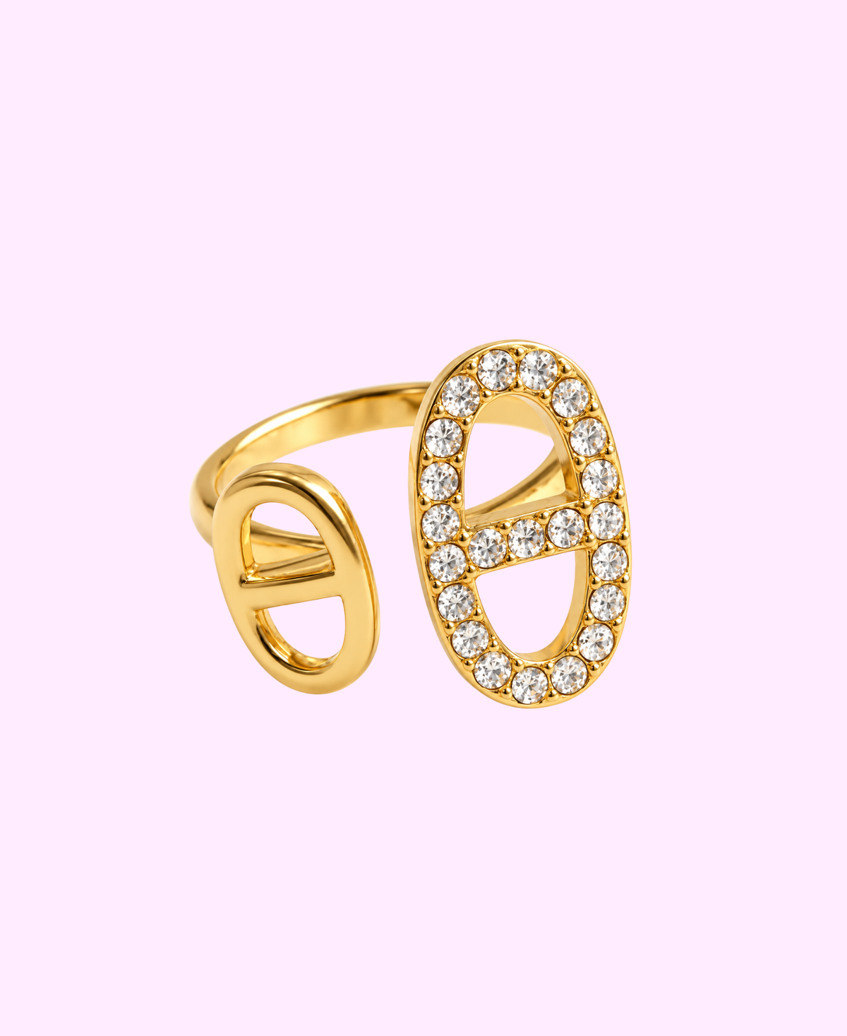 Bague Faustine STRASS acier inoxydable argenté ou doré