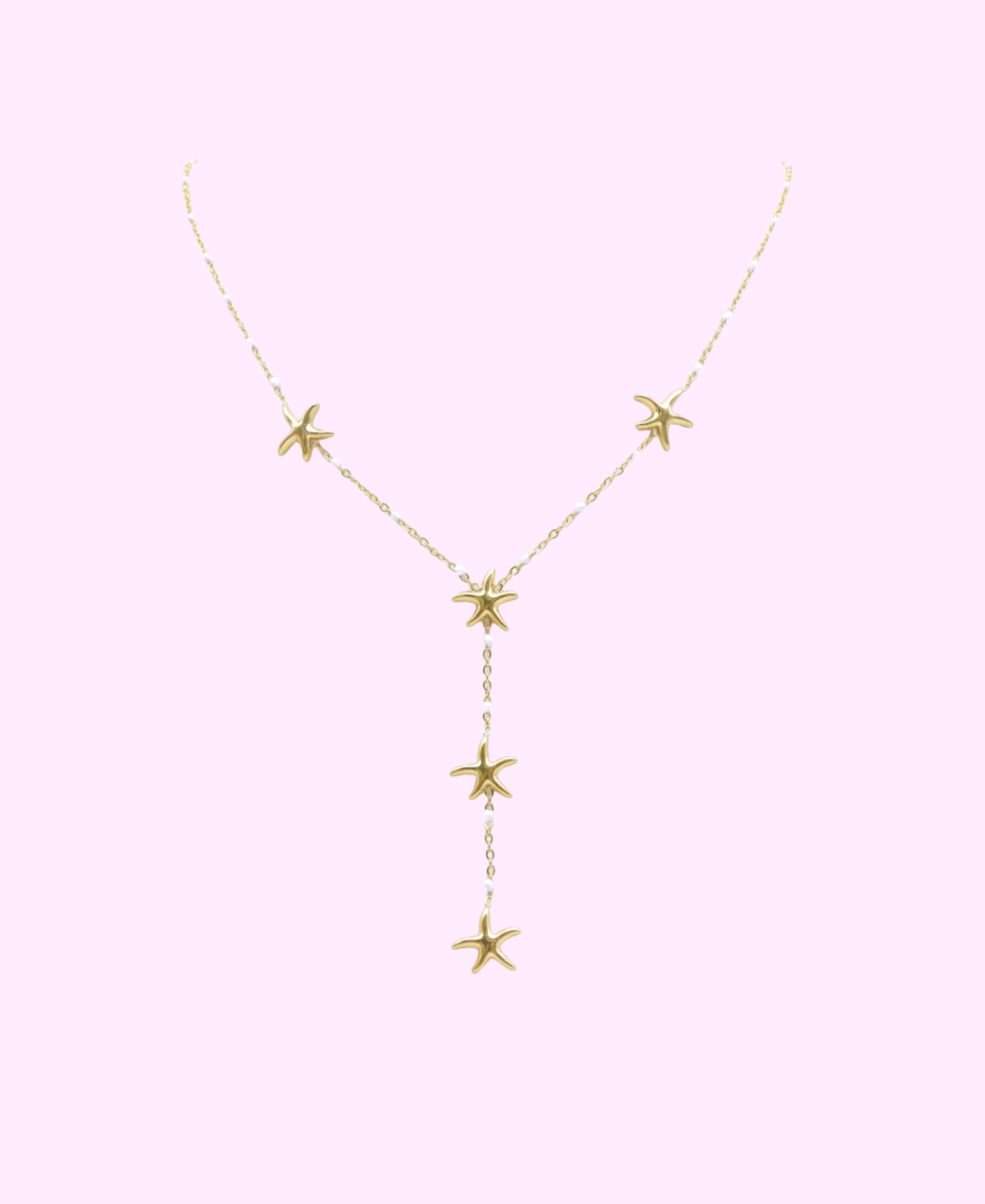 Collier Calista blanc doré en acier inoxydable