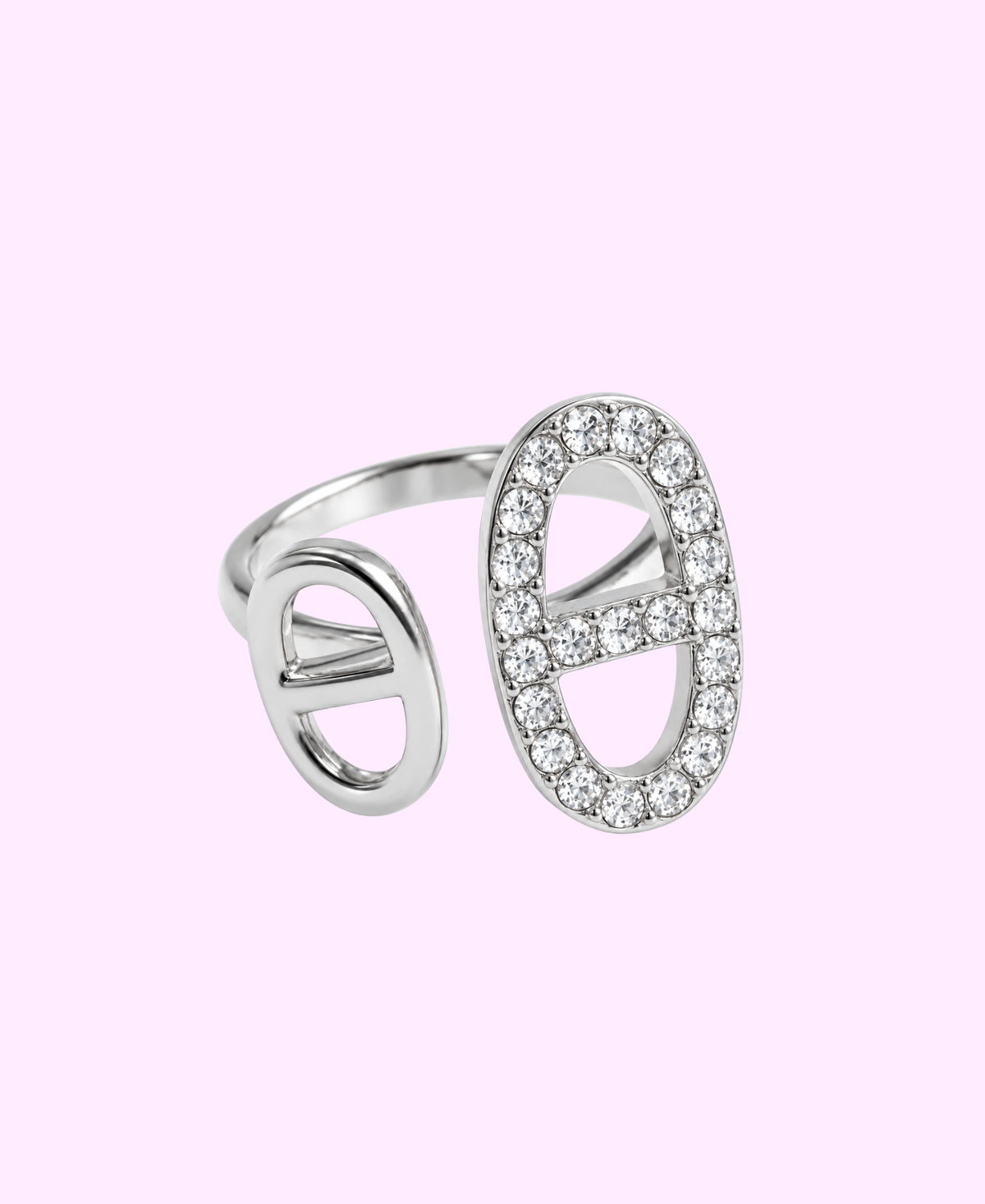 Bague Faustine STRASS acier inoxydable argenté ou doré