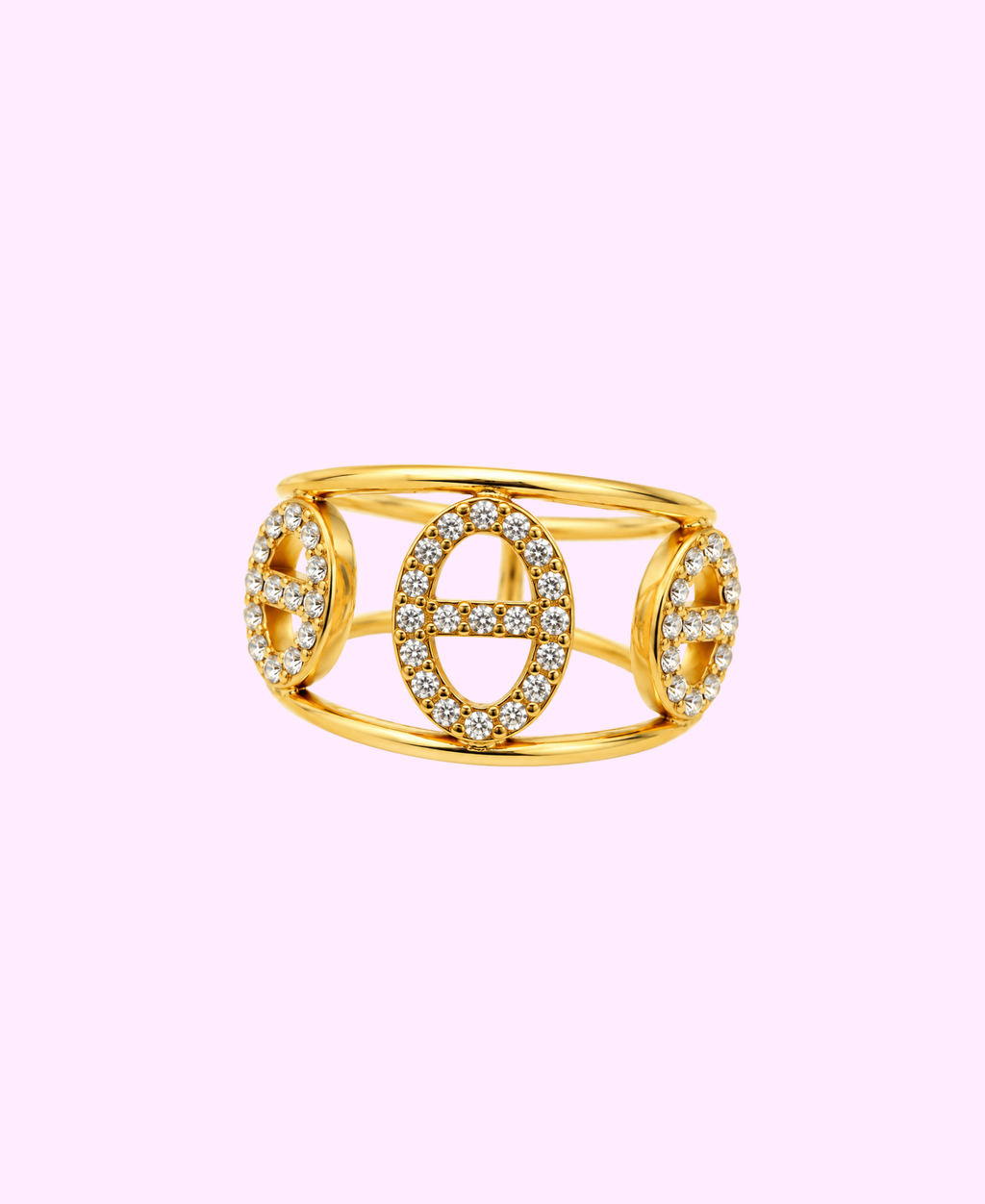 Bague Trio Elsa strass acier inoxydable argenté/ doré