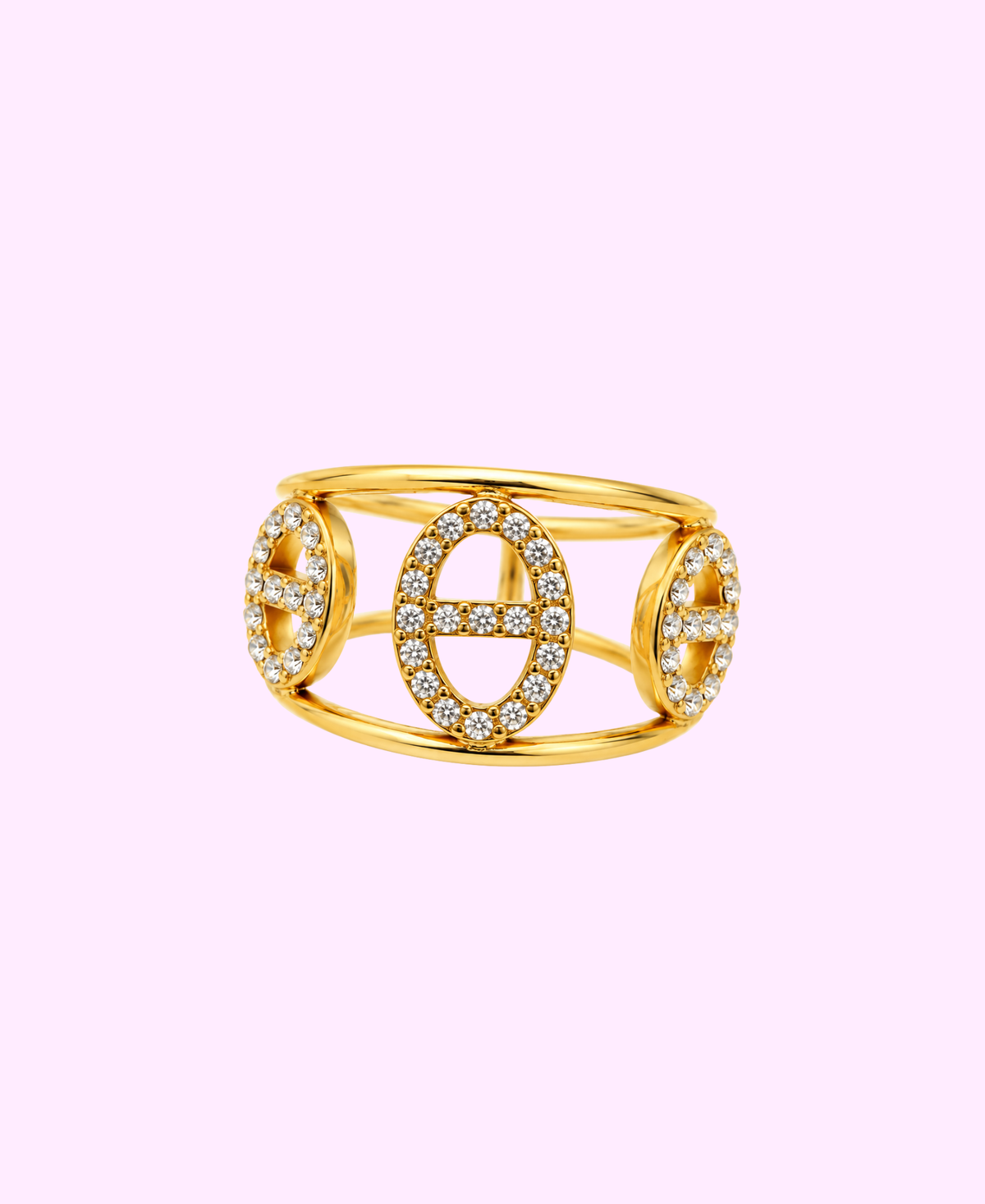 Bague Trio Elsa strass acier inoxydable argenté/ doré