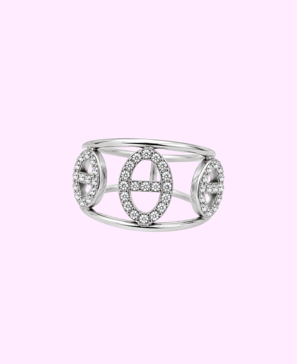 Bague Trio Elsa strass acier inoxydable argenté/ doré