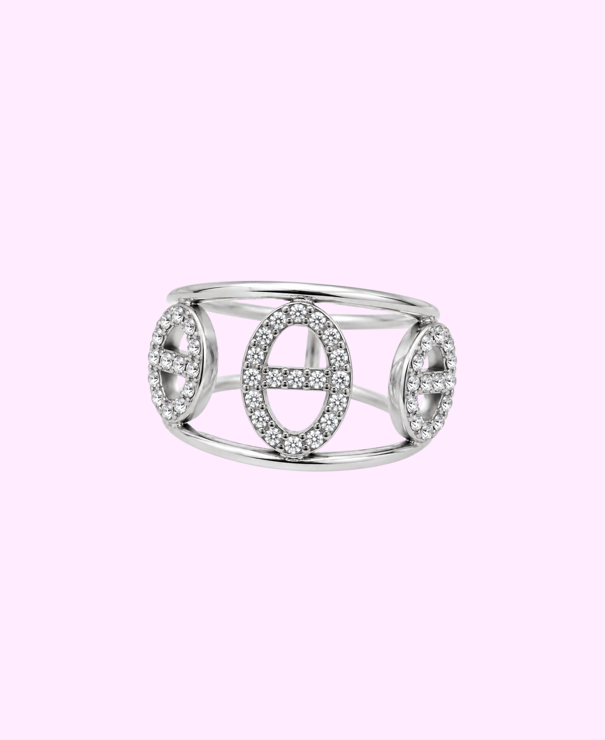 Bague Trio Elsa strass acier inoxydable argenté/ doré