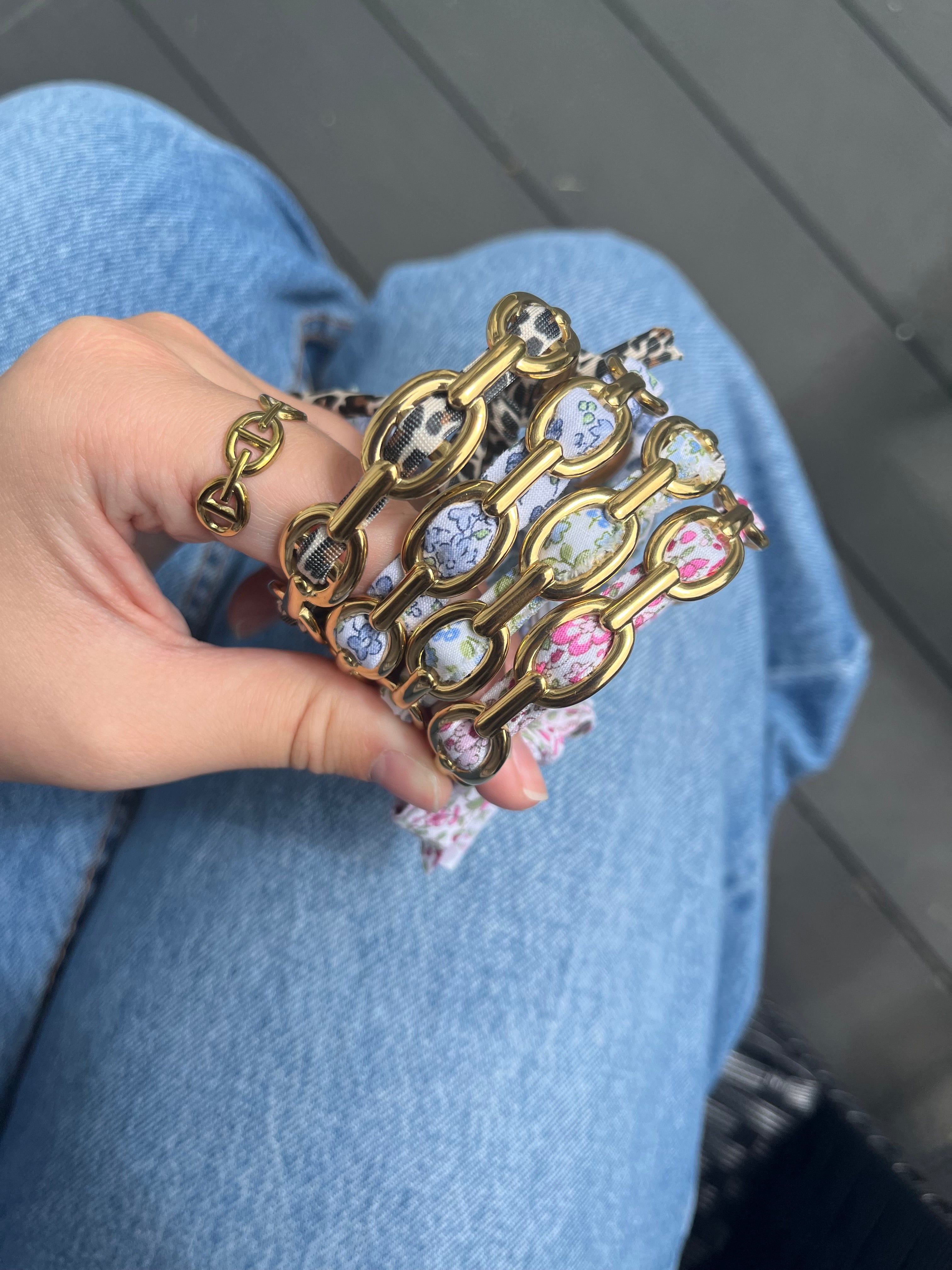 Jonc Elsa sans strass liberty/ léopard