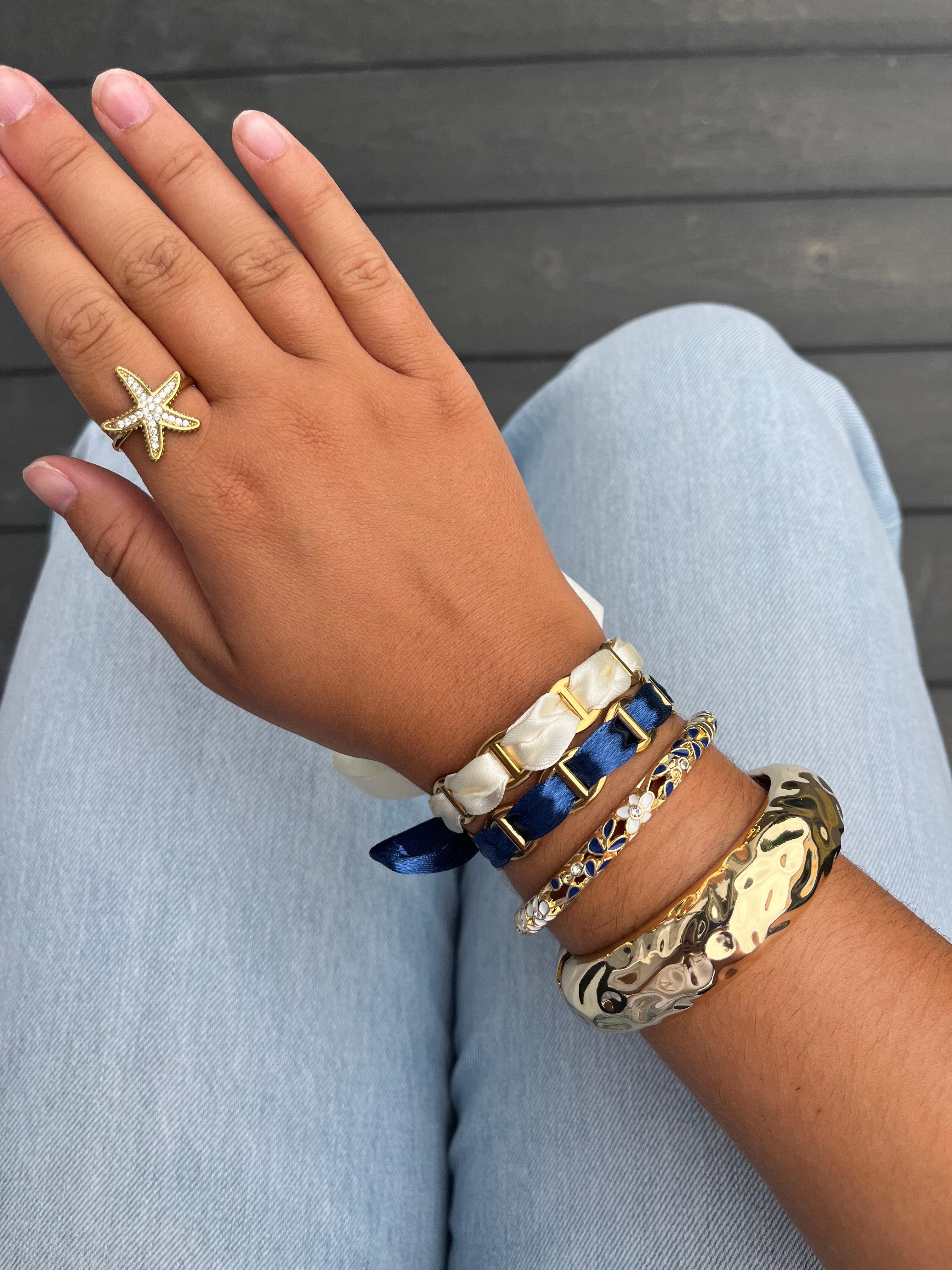 Jonc Louise bleu marine et blanc