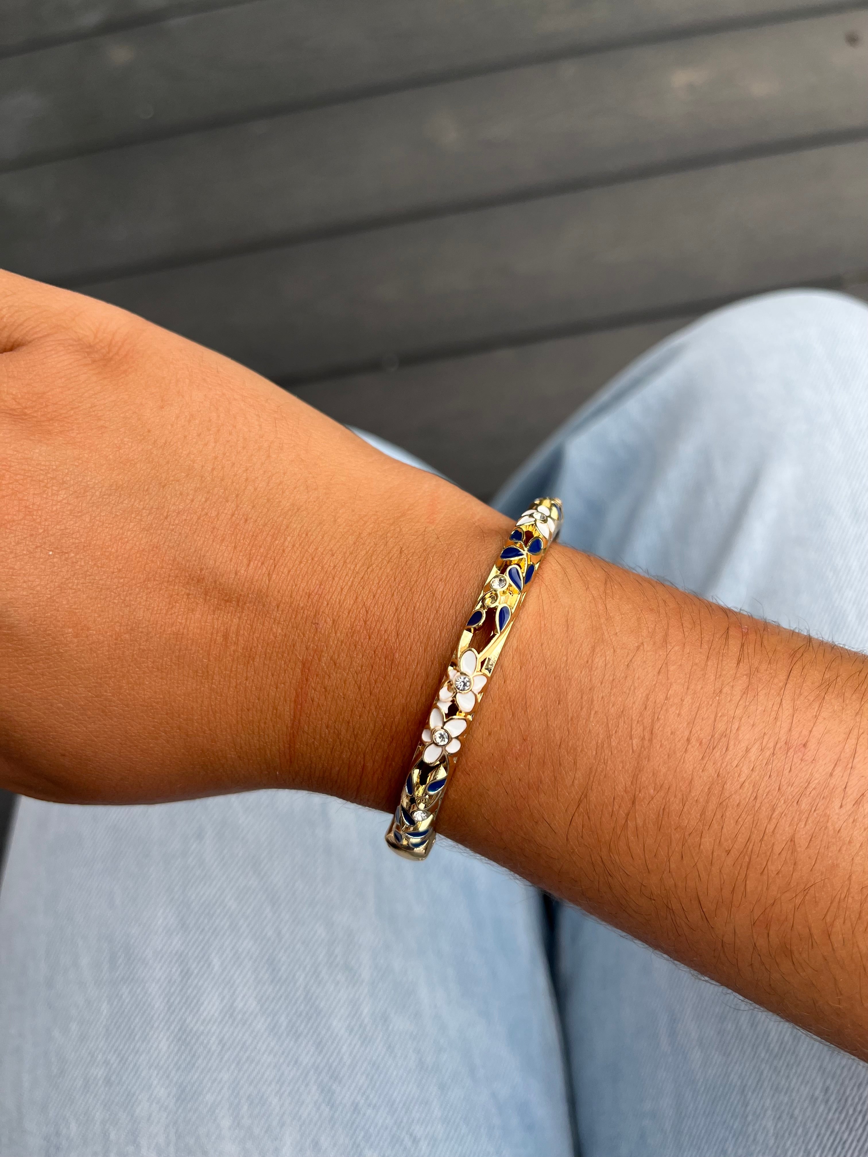 Jonc Louise bleu marine et blanc