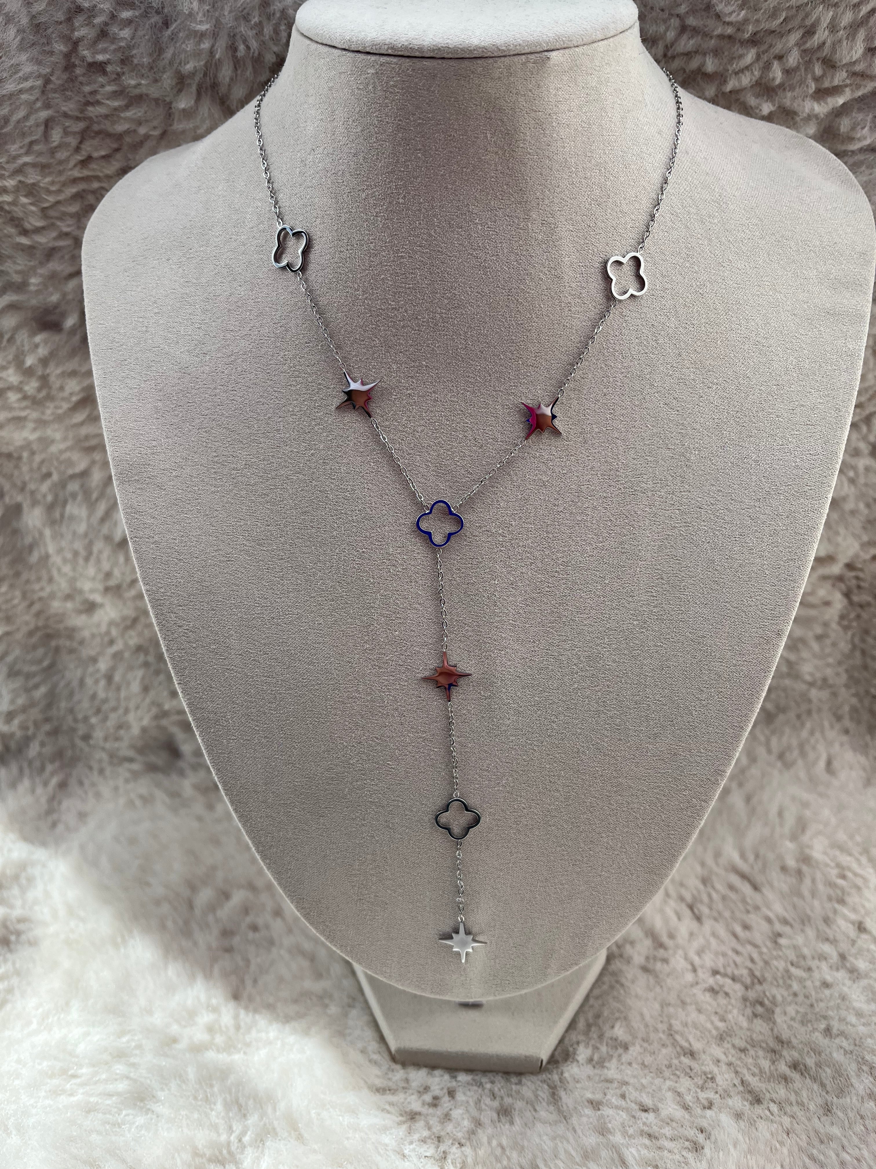 Collier Y INAYA acier inoxydable argenté ou doré