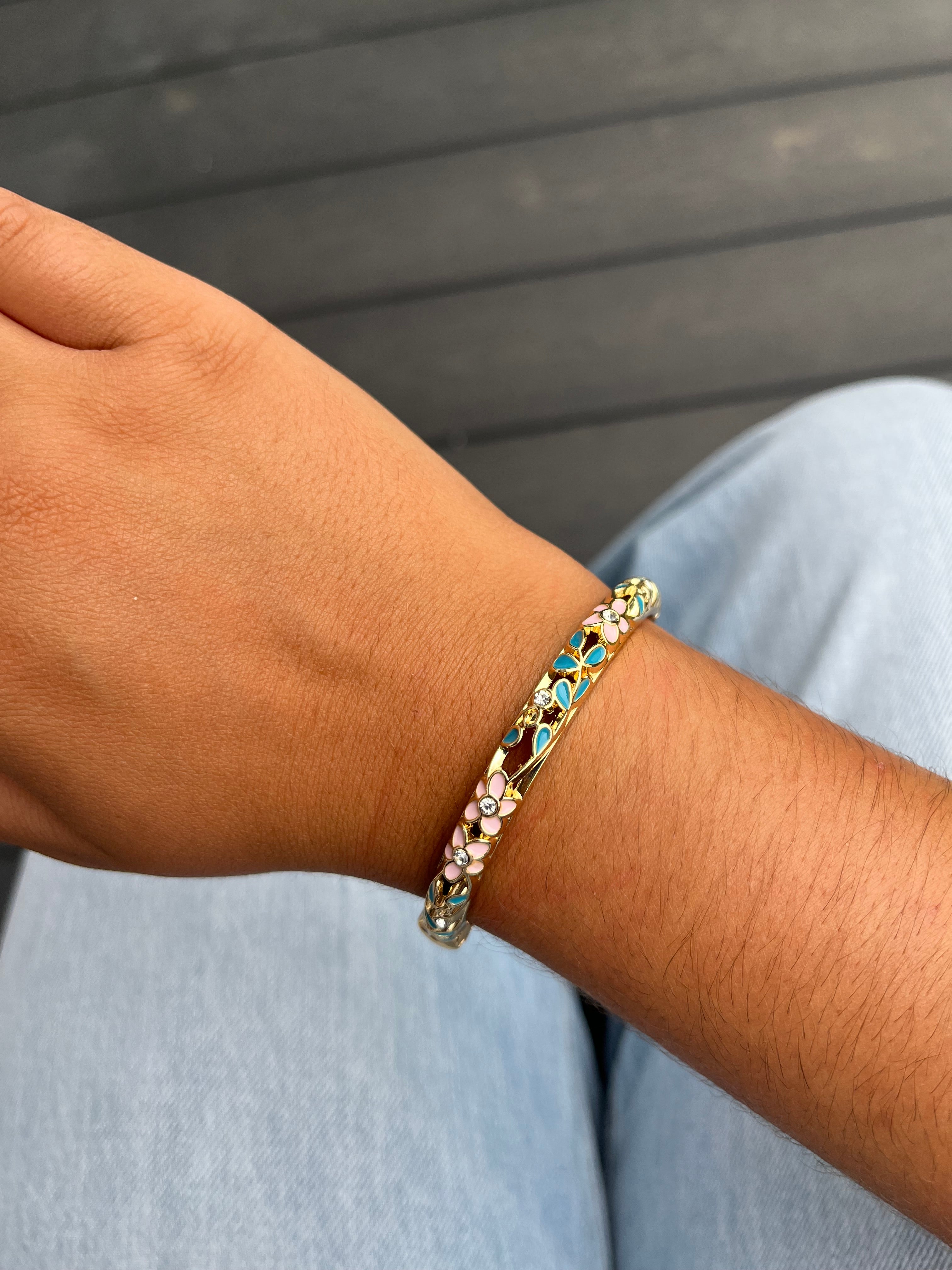 Jonc Louise bleu turquoise et blanc