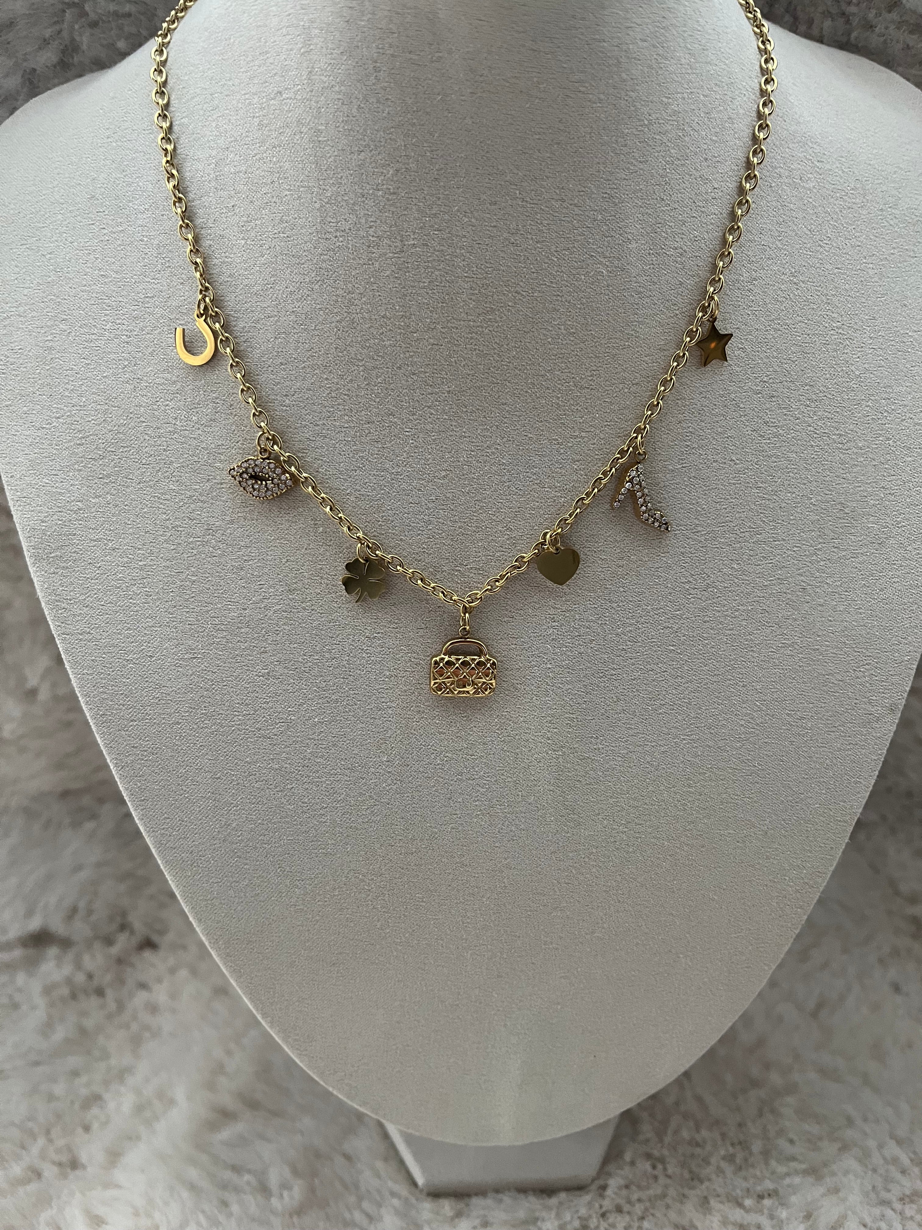 Collier Charms acier inoxydable argenté ou doré
