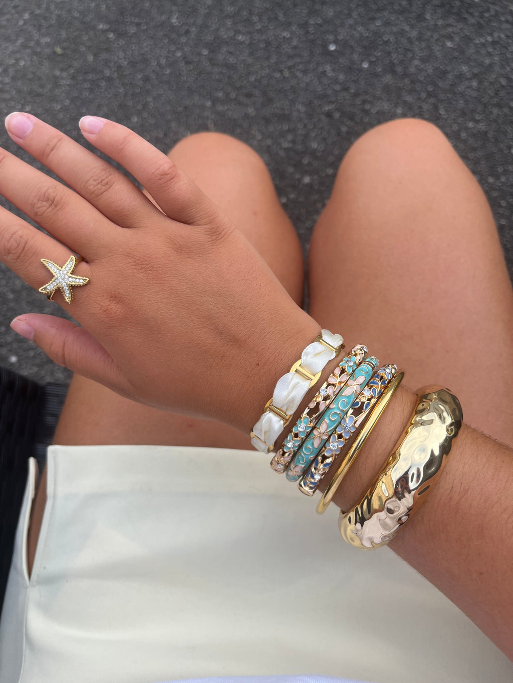 Jonc Louise bleu turquoise et blanc
