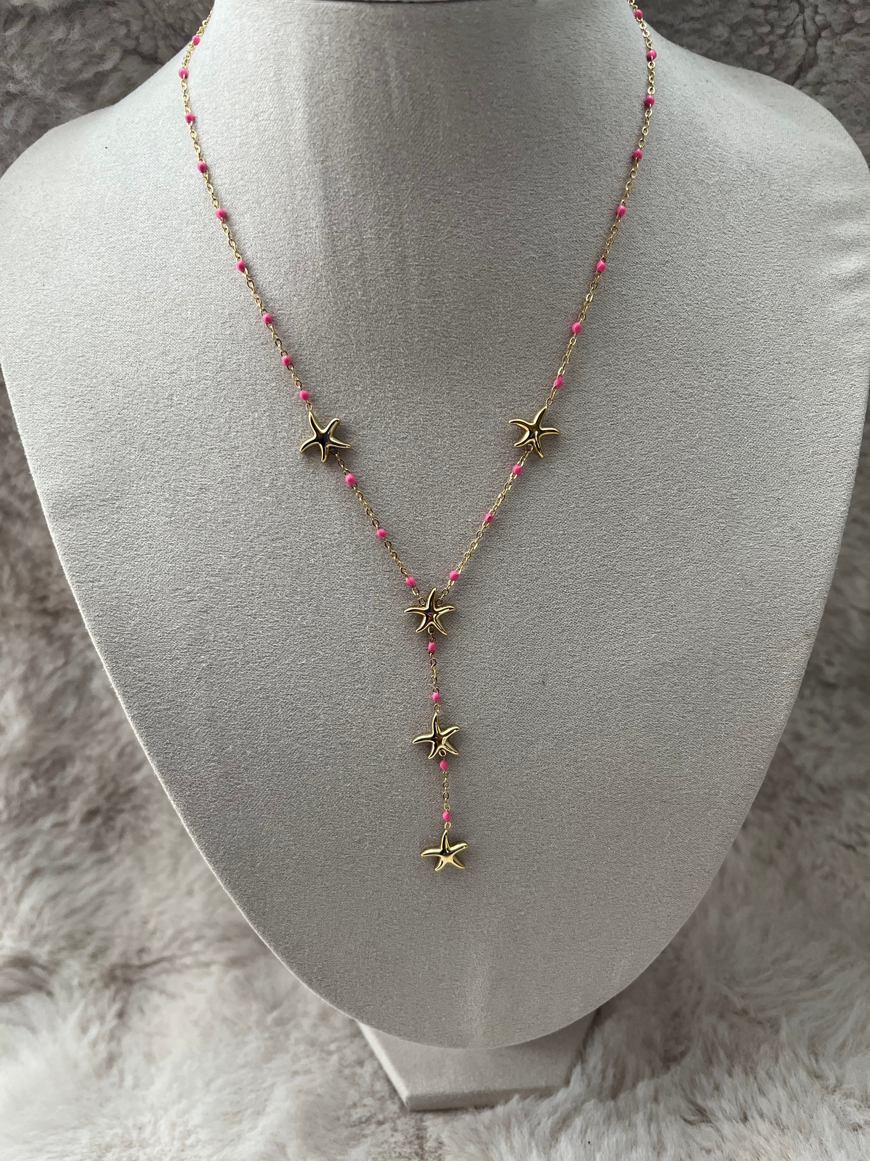 Collier Calista rose doré en acier inoxydable