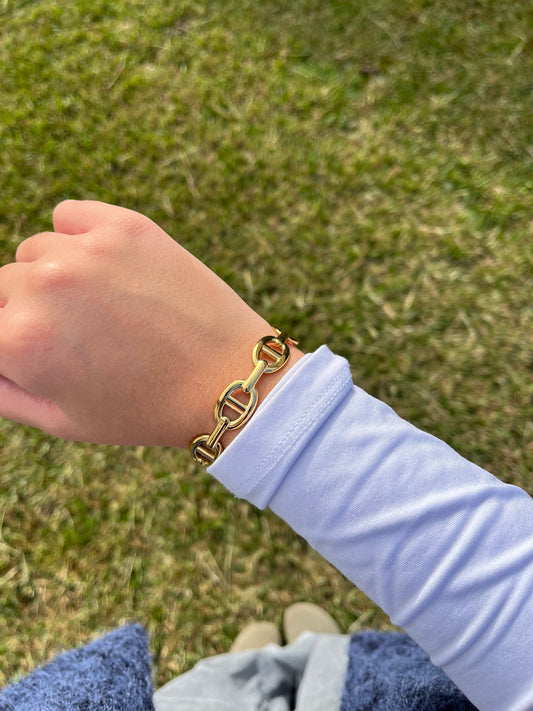 Jonc ELSA sans strass acier inoxydable dore/ argenté
