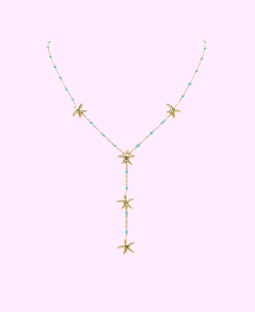 Collier Calista bleu turquoise doré en acier inoxydable