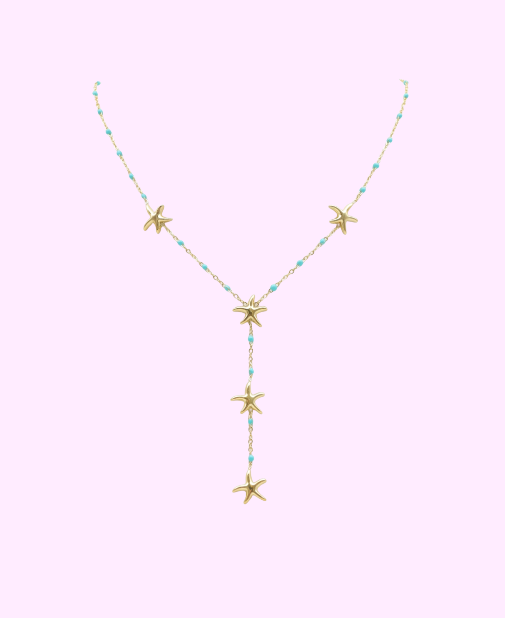 Collier Calista bleu turquoise doré en acier inoxydable