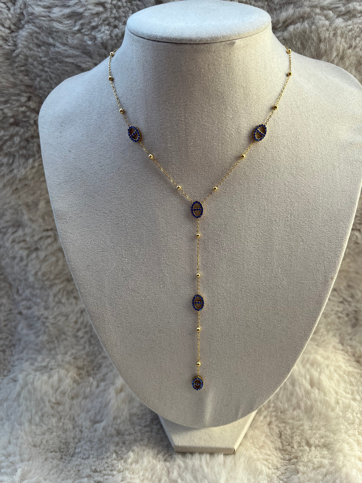 Collier Y maille marine coloré doré en acier inoxydable ( différents coloris )