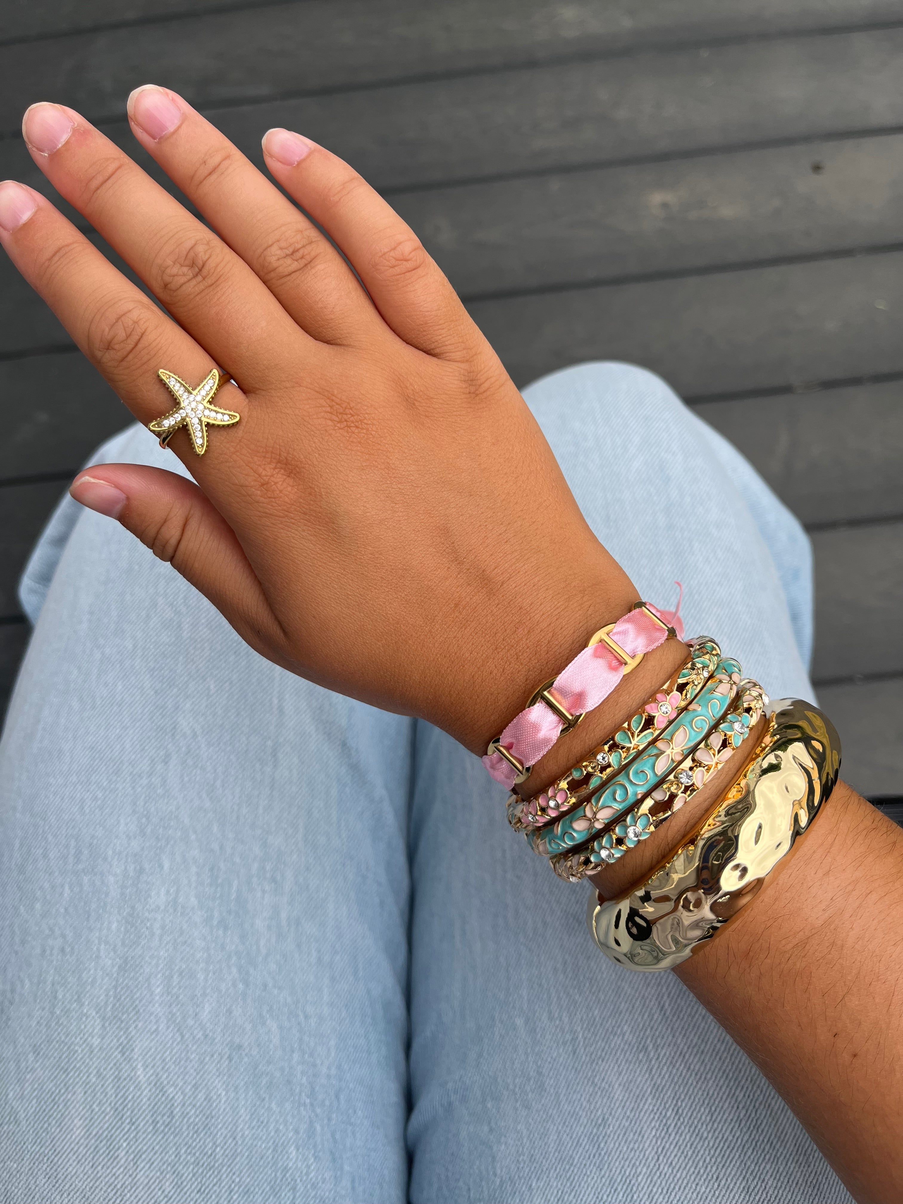 Jonc Louise bleu turquoise et blanc