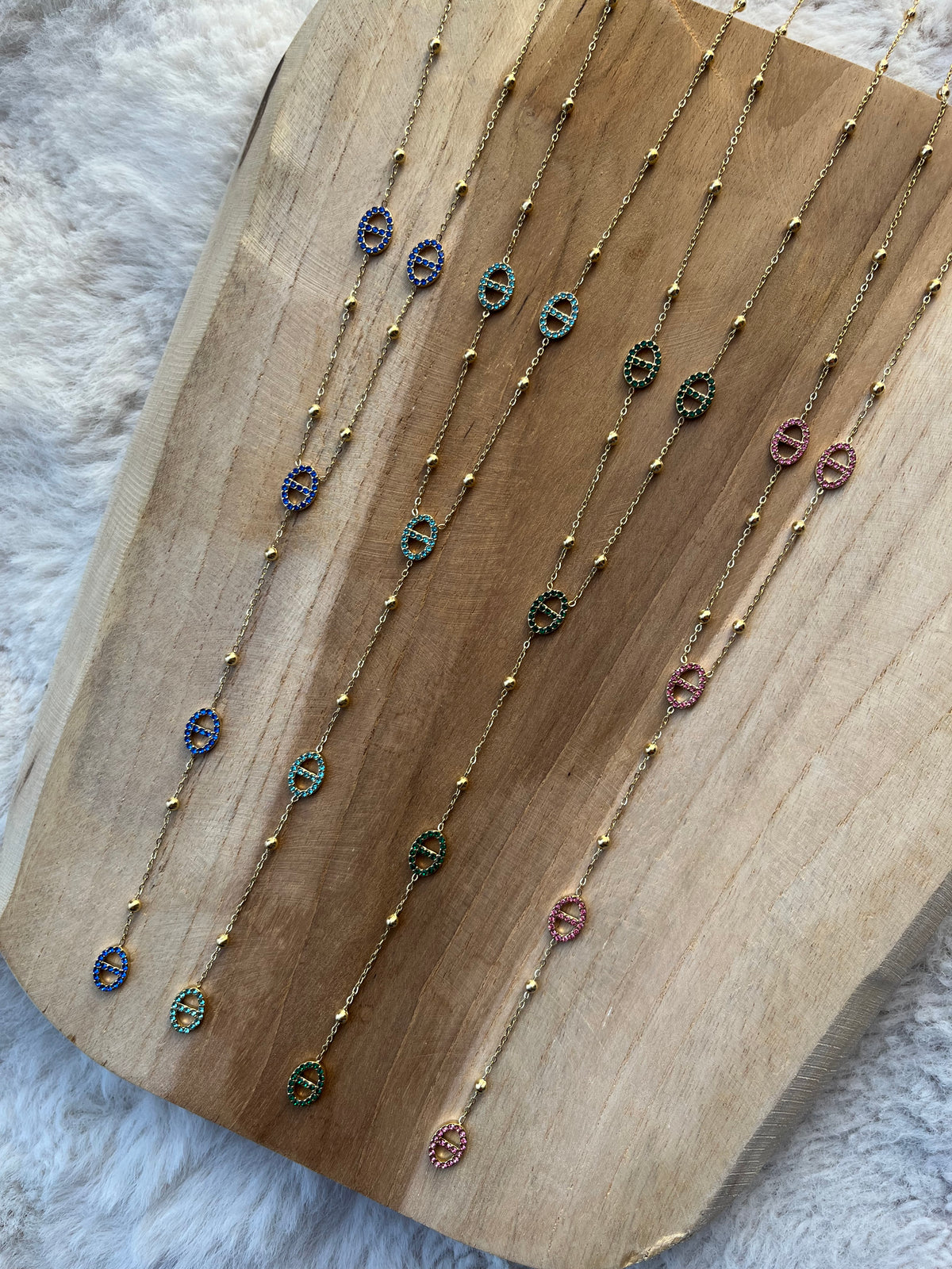 Collier Y maille marine coloré doré en acier inoxydable ( différents coloris )