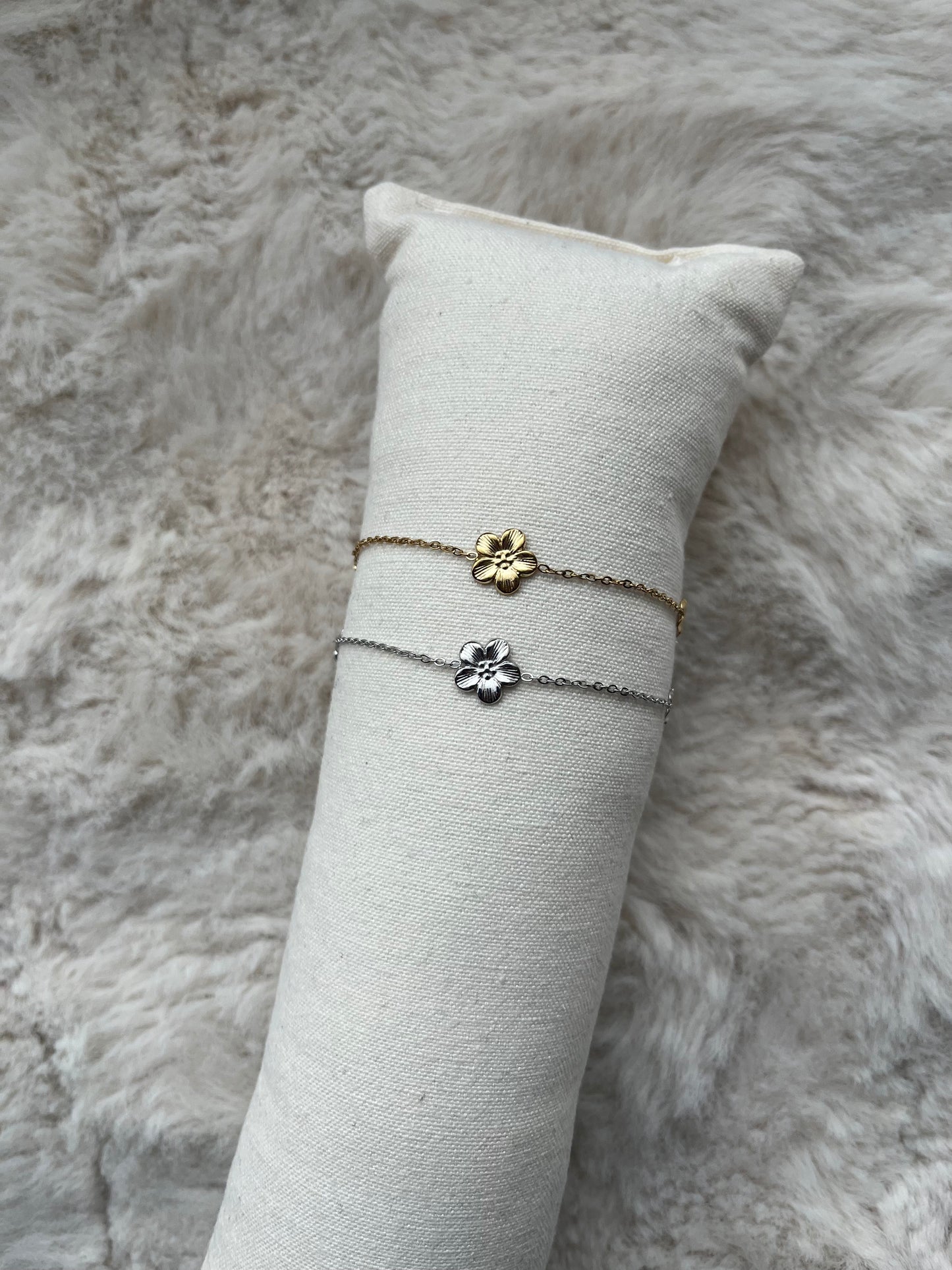 Bracelet de cheville FLORE acier inoxydable argenté ou doré