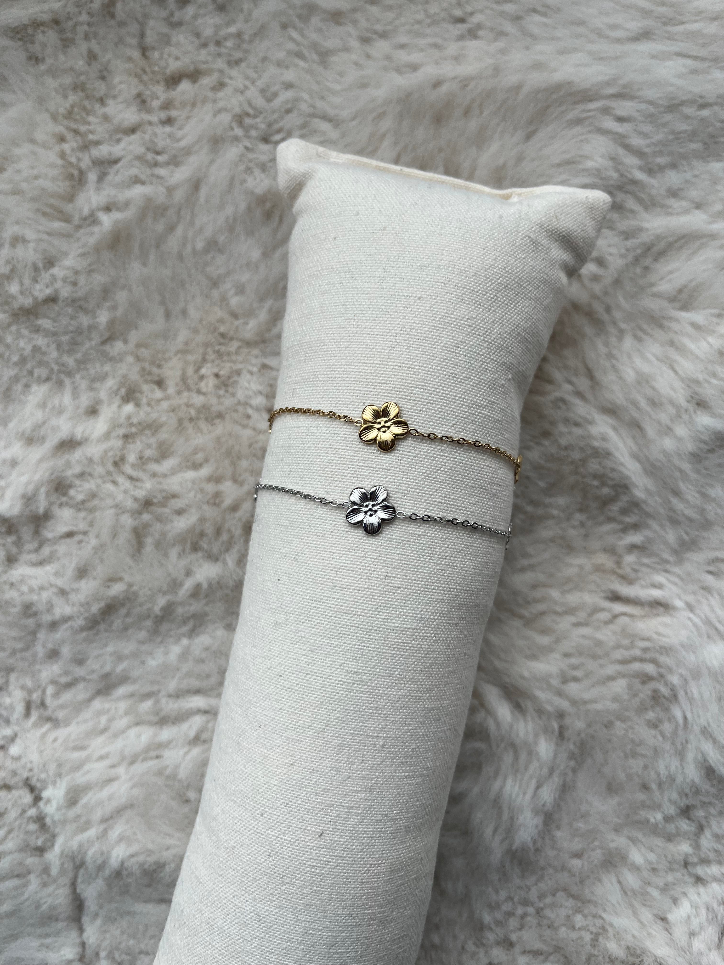 Bracelet de cheville FLORE acier inoxydable argenté ou doré