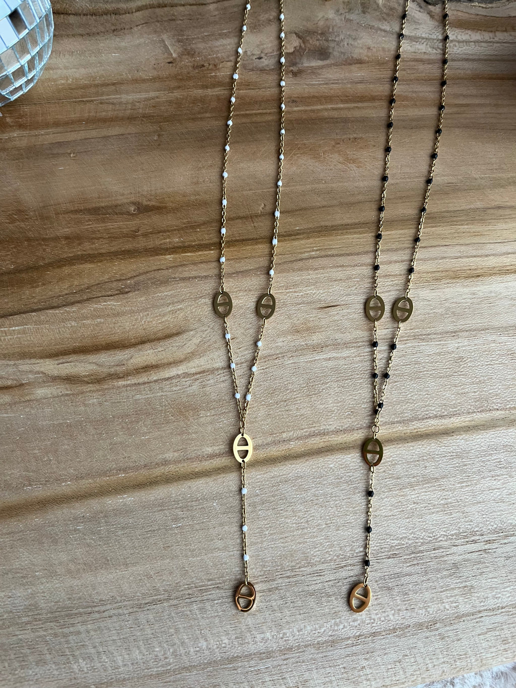 Sautoir Y mini maille marine acier inoxydable (choix de la couleur )