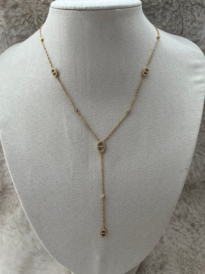 Sautoir Celia à strass en acier inoxydable argenté ou doré