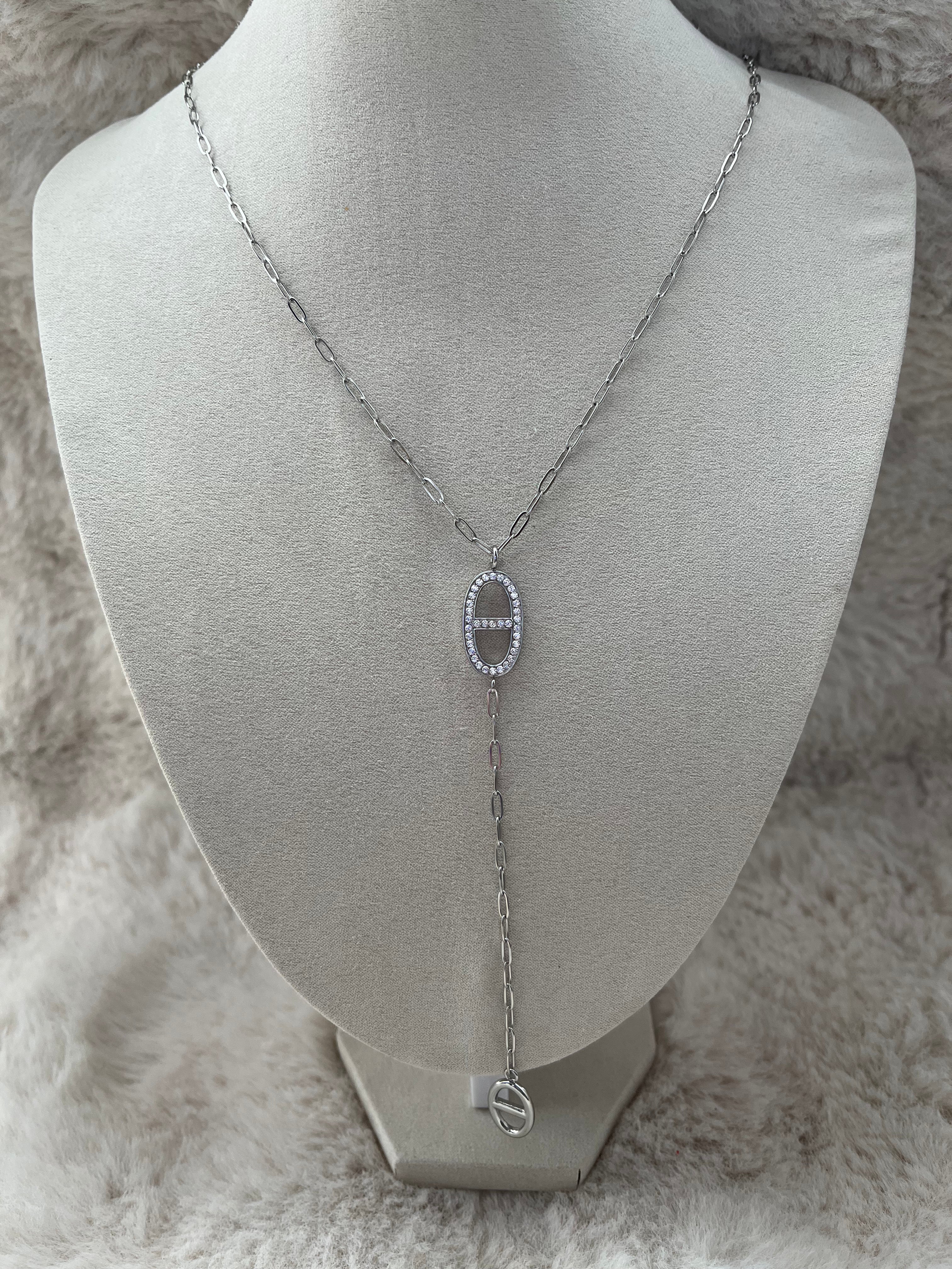Sautoir LYA STRASS acier inoxydable argenté ou doré