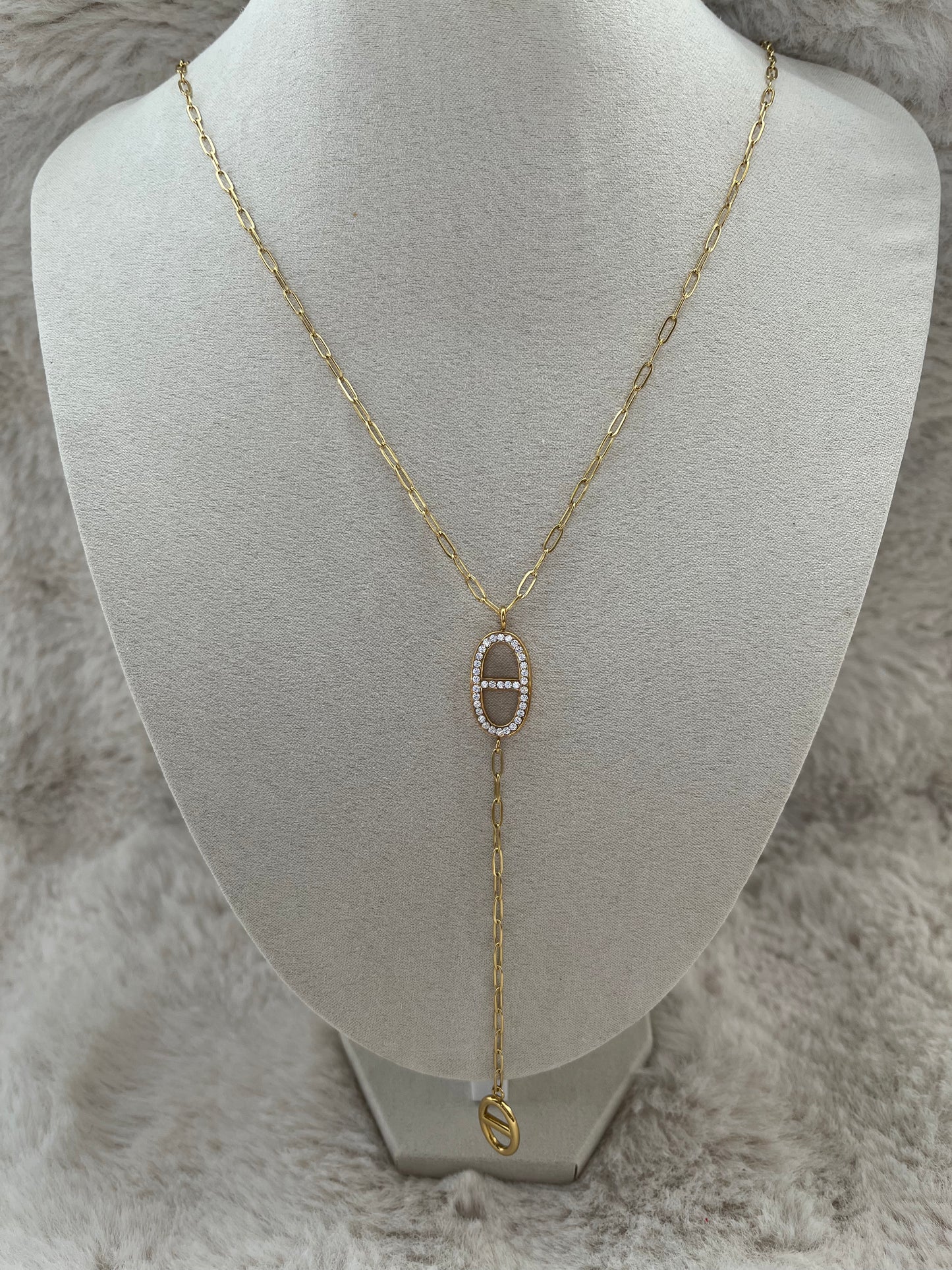 Sautoir LYA STRASS acier inoxydable argenté ou doré
