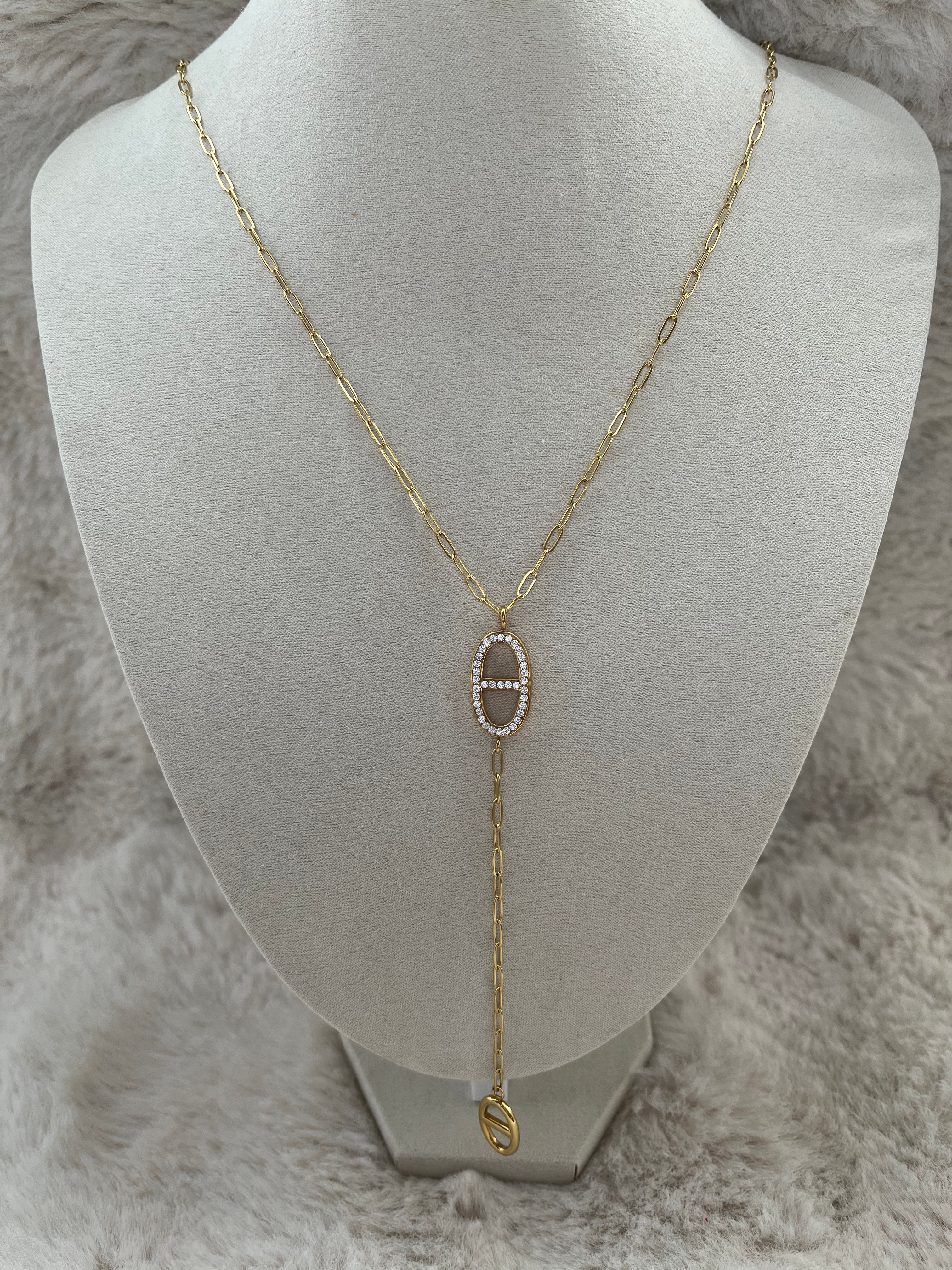 Sautoir LYA STRASS acier inoxydable argenté ou doré