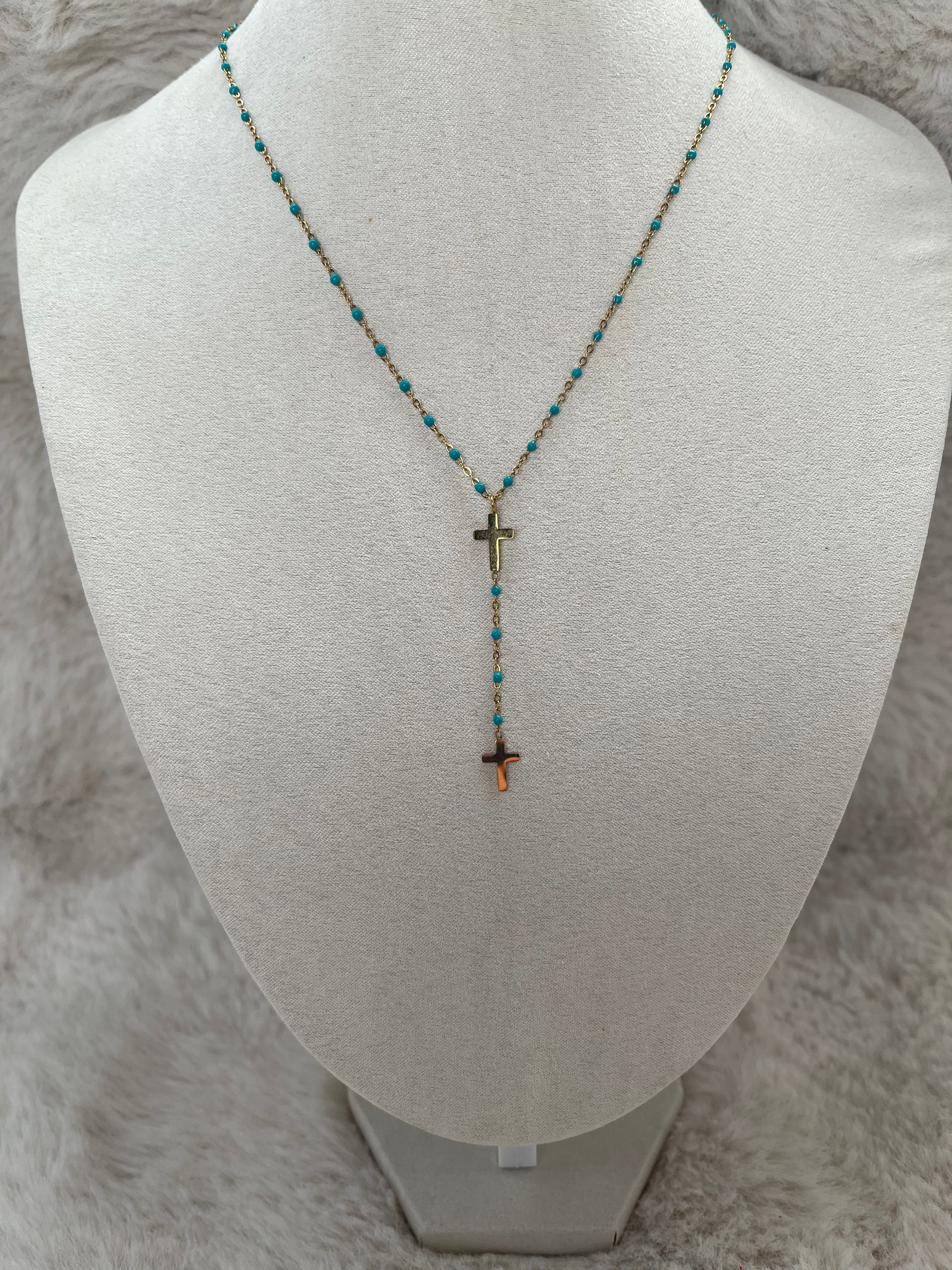Collier Y Croix  Doré acier inoxydable ( couleurs au choix )