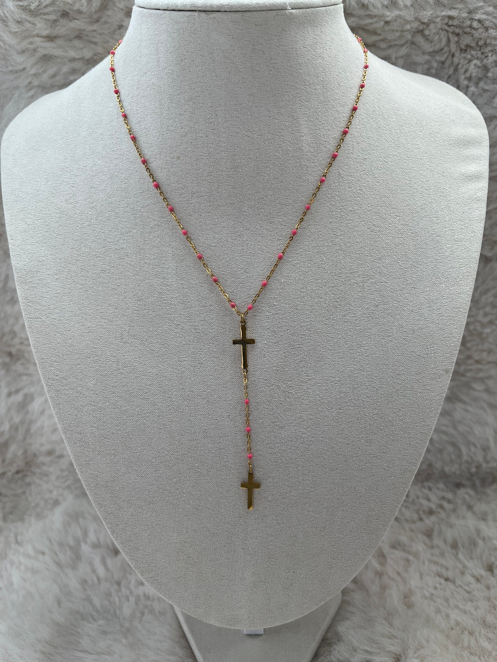 Collier Y Croix  Doré acier inoxydable ( couleurs au choix )