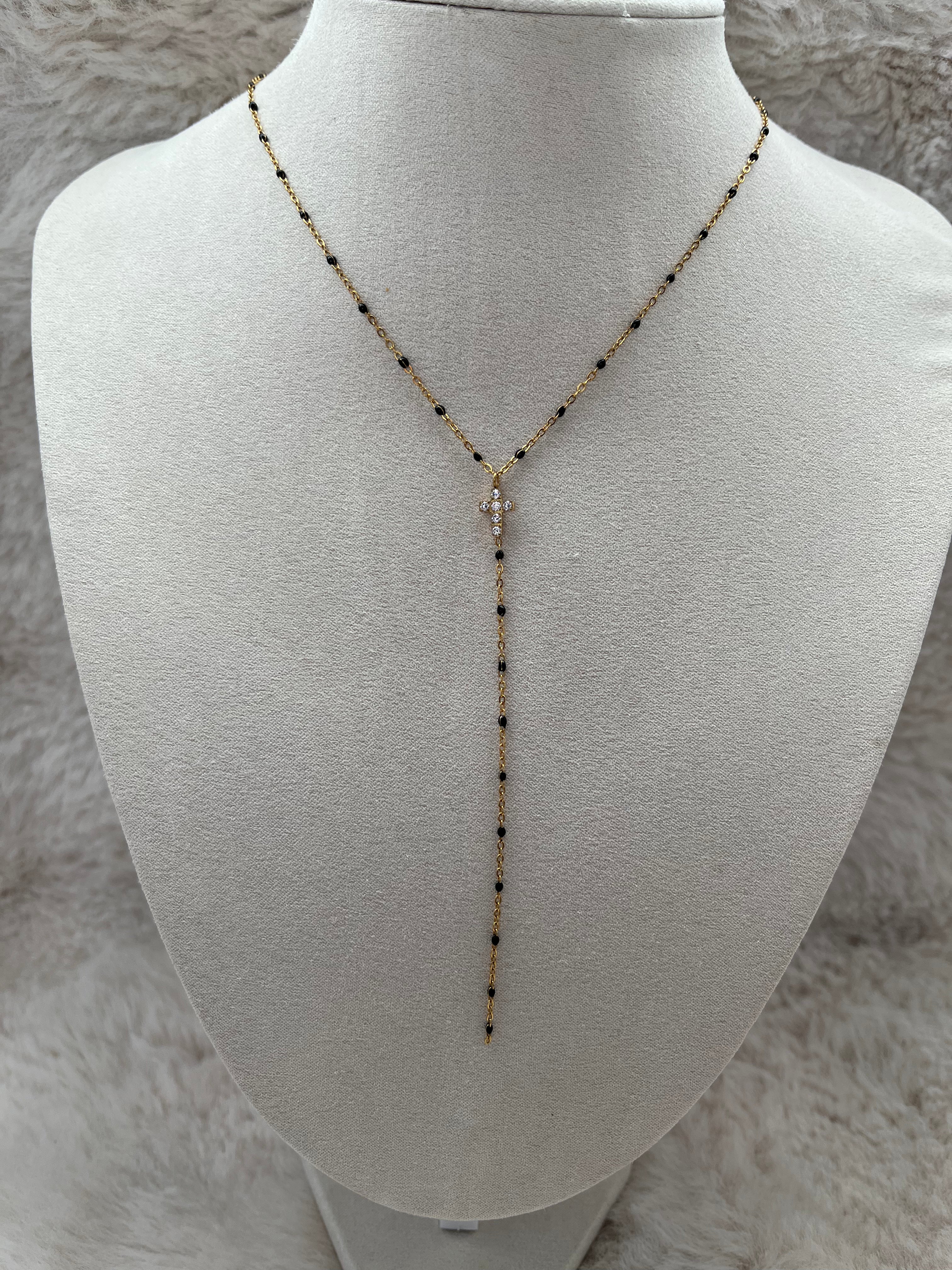 Collier croix strass ( collection limité e) argenté ou doré