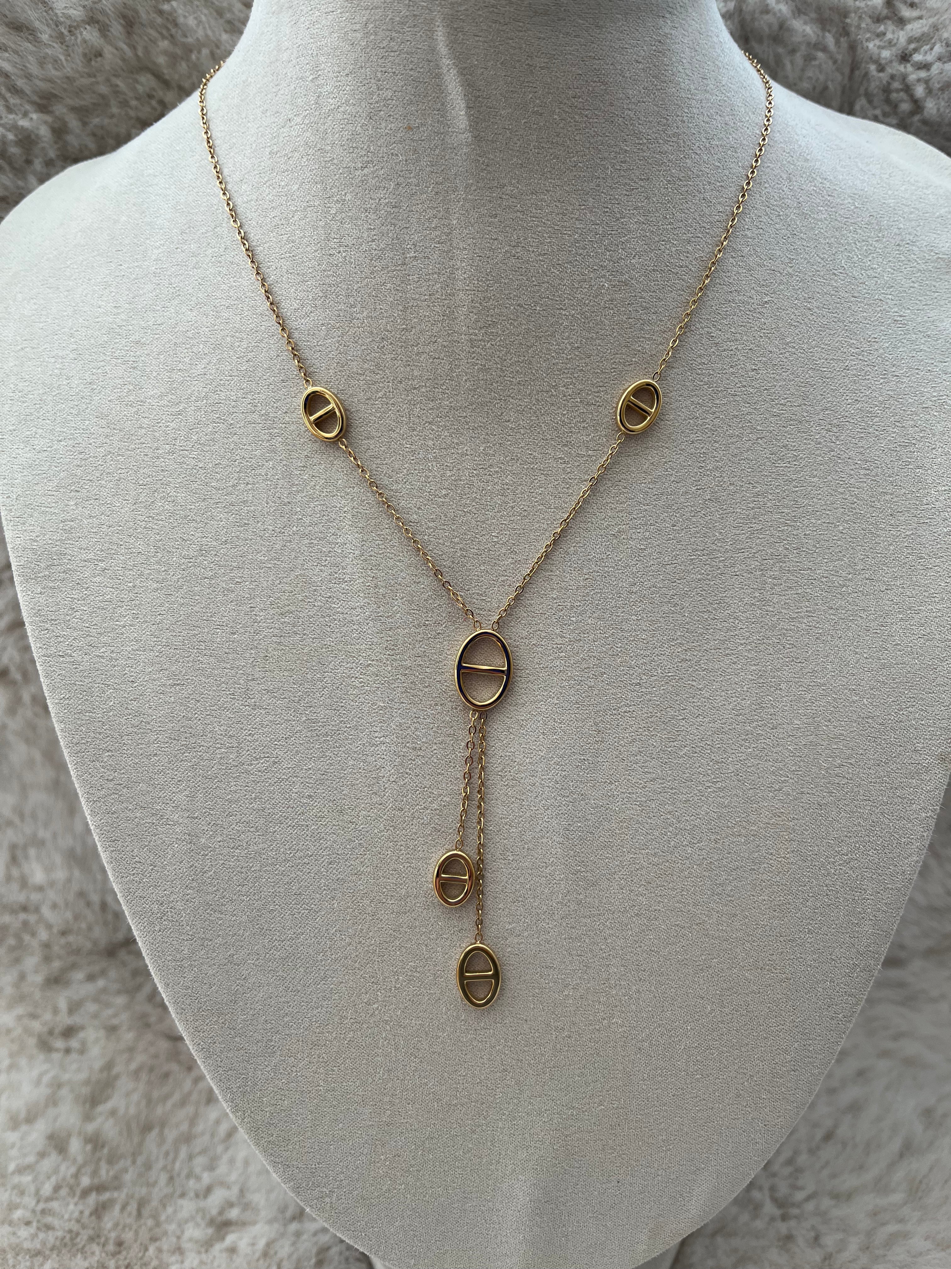 Collier Y Tiliana acier inoxydable argenté ou doré