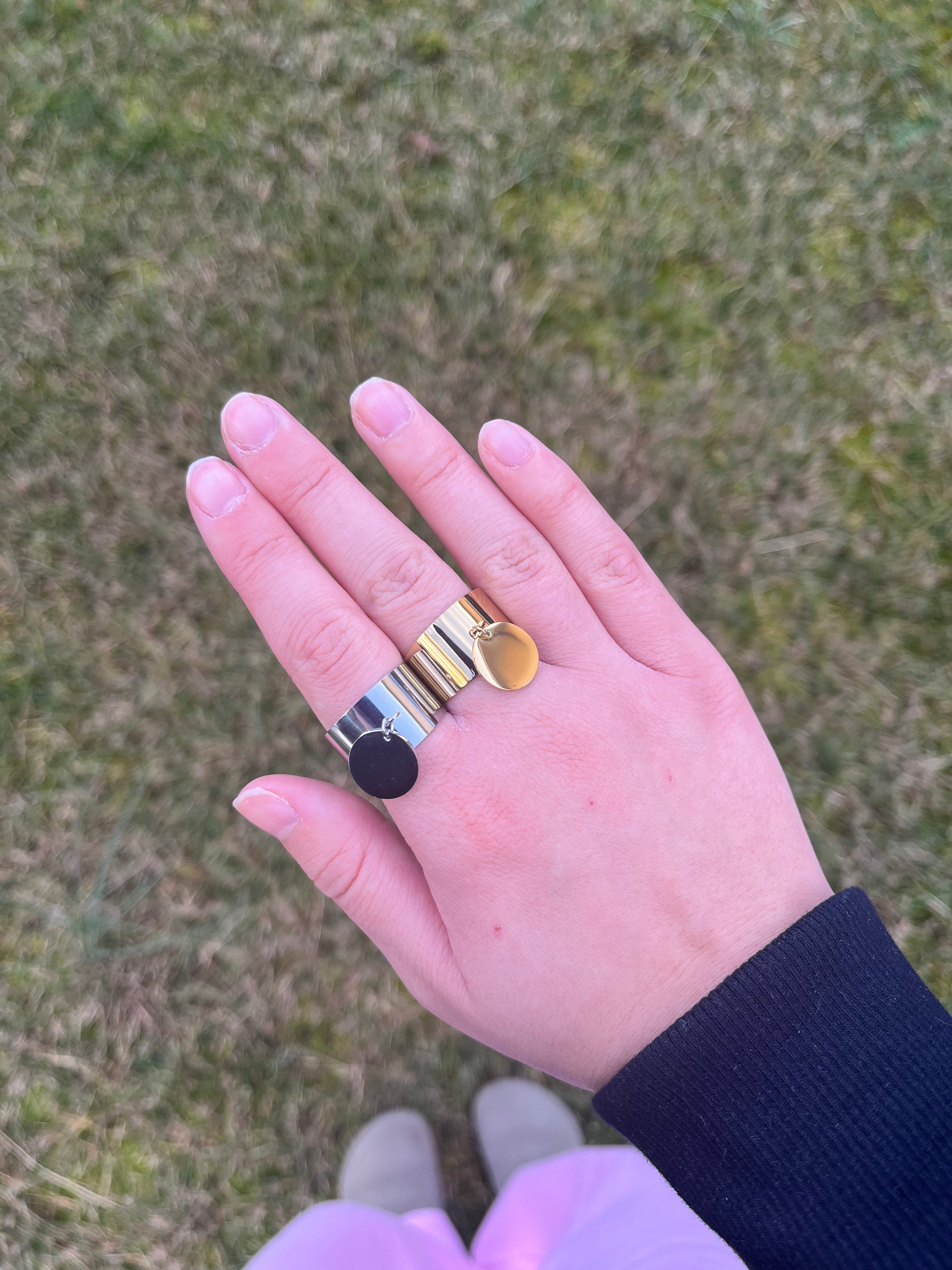 Bague Tea en acier inoxydable argenté et doré