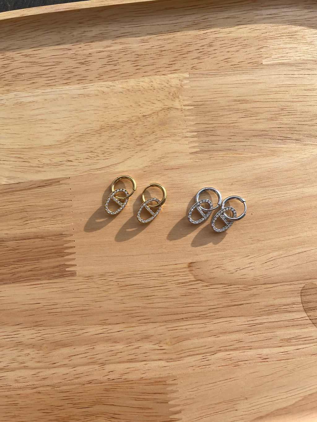 Boucles d’oreilles Elsa strass acier inoxydable argenté ou doré