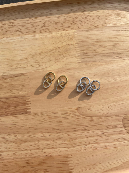 Boucles d’oreilles Elsa strass acier inoxydable argenté ou doré