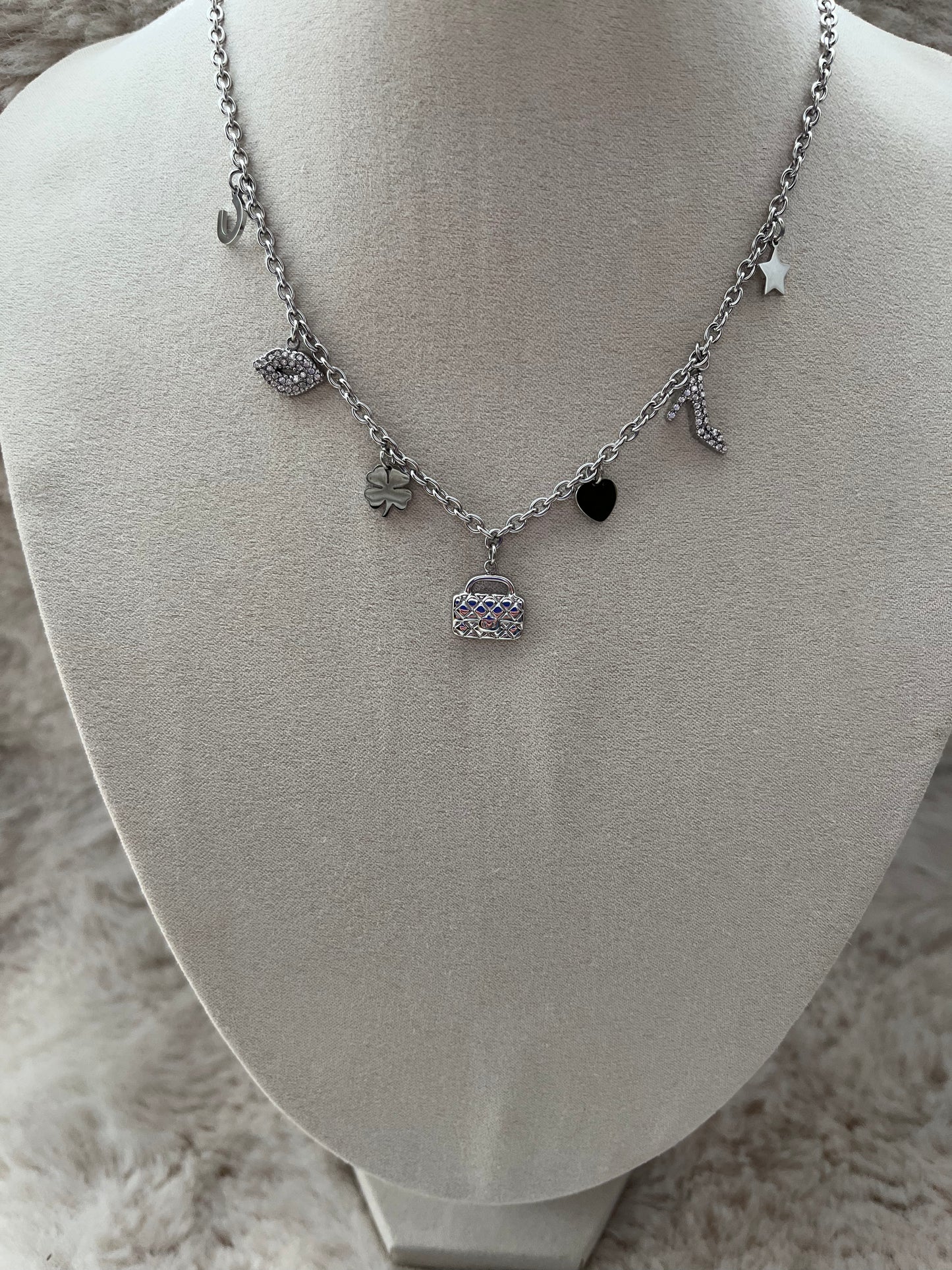 Collier Charms acier inoxydable argenté ou doré