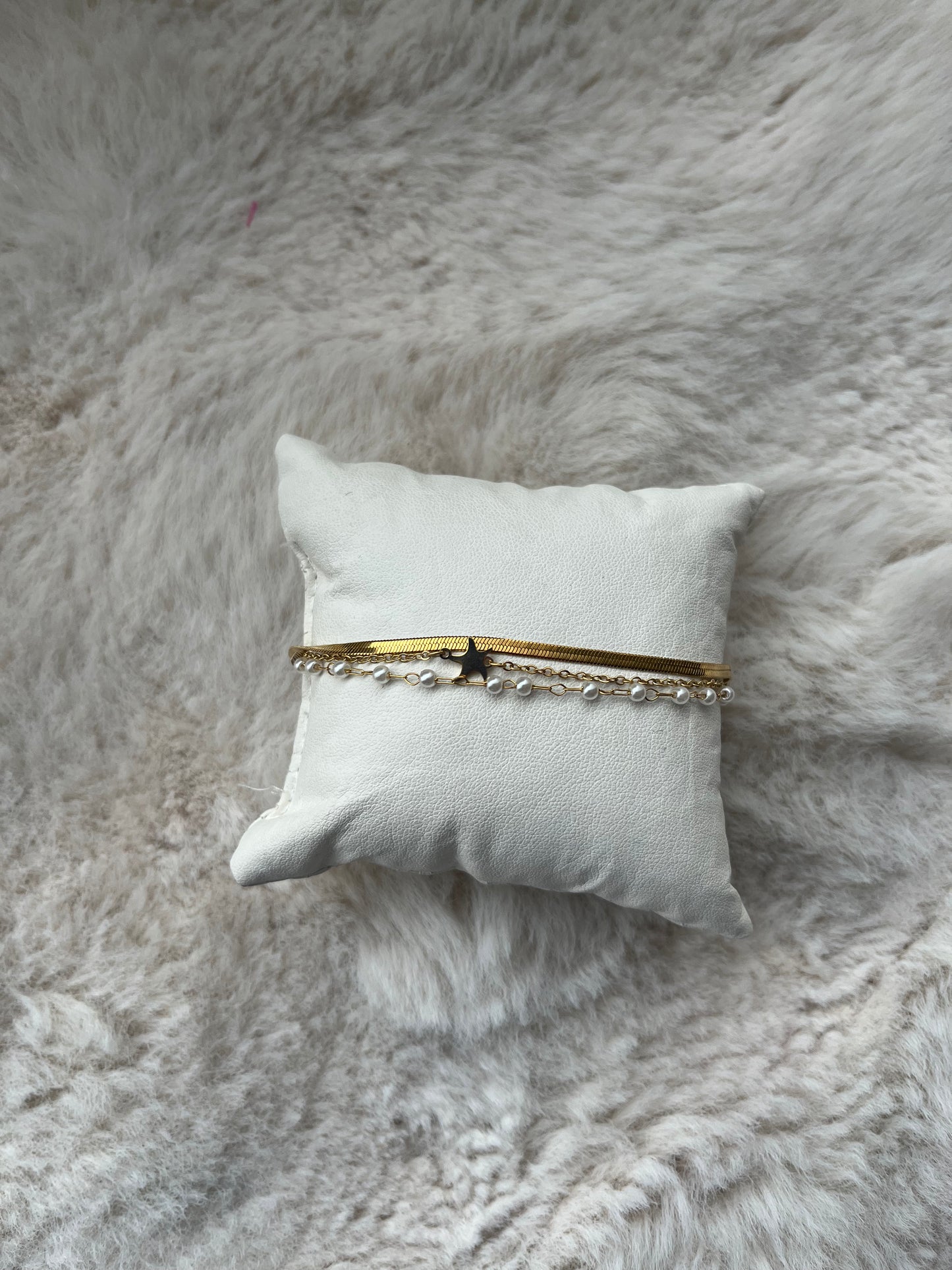 Bracelet 3 rangs LORENA acier inoxydable doré