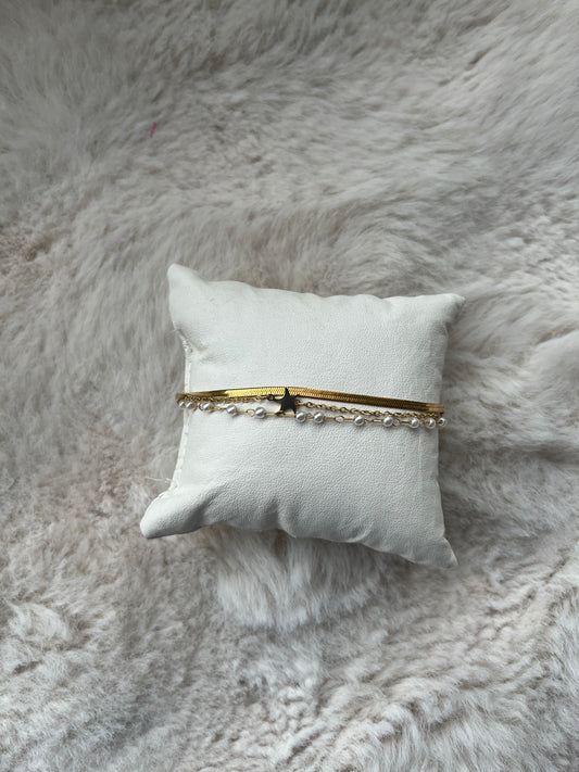 Bracelet 3 rangs LORENA acier inoxydable doré