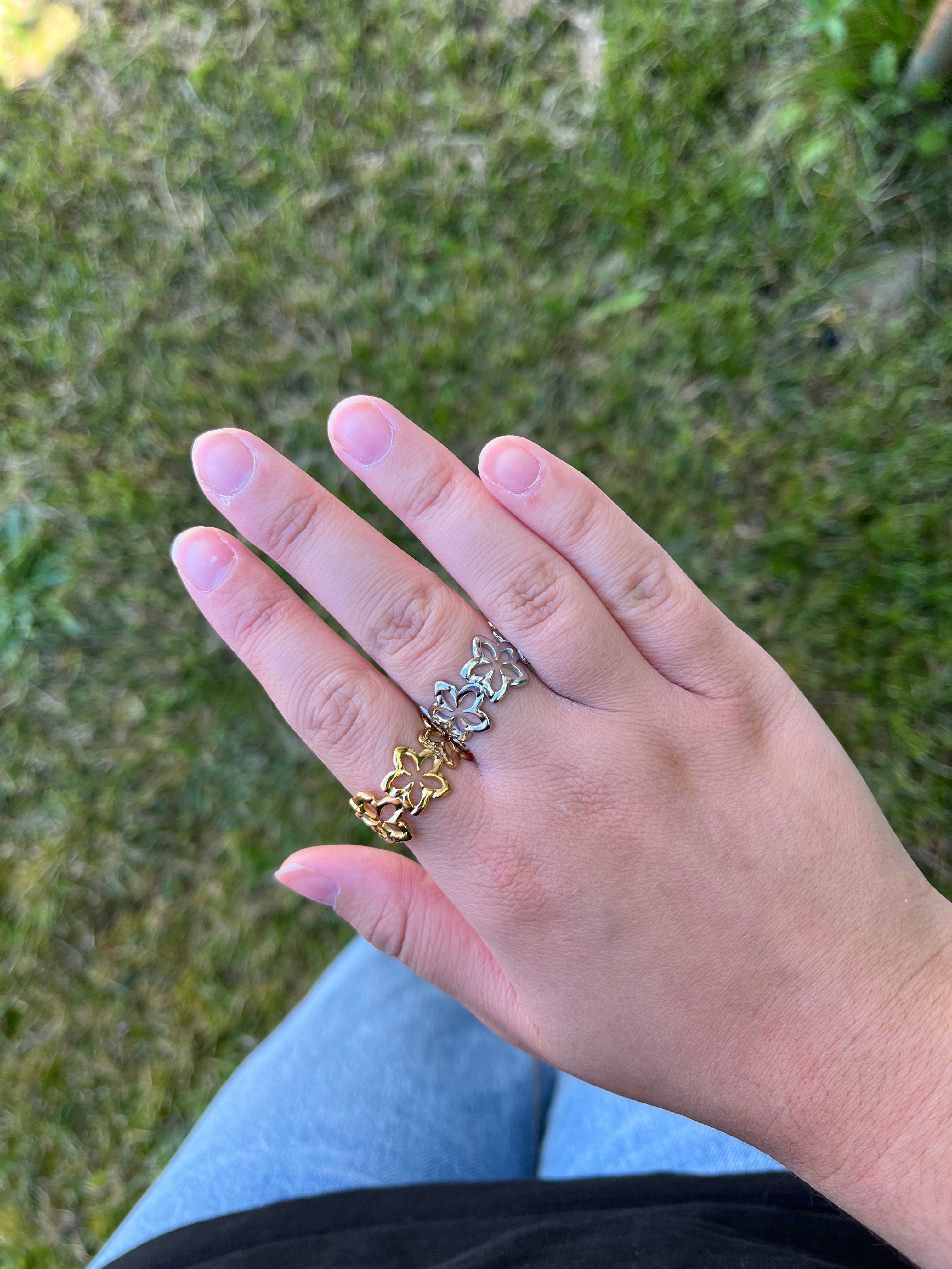Bague FLORA acier inoxydable argenté ou doré