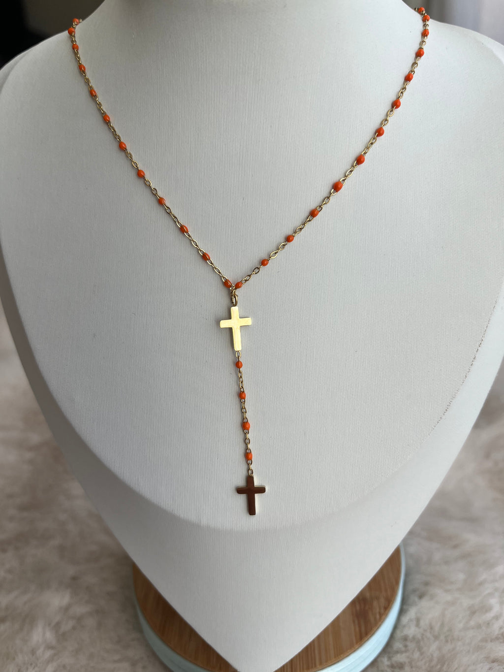 Collier Y Croix  Doré acier inoxydable ( couleurs au choix )