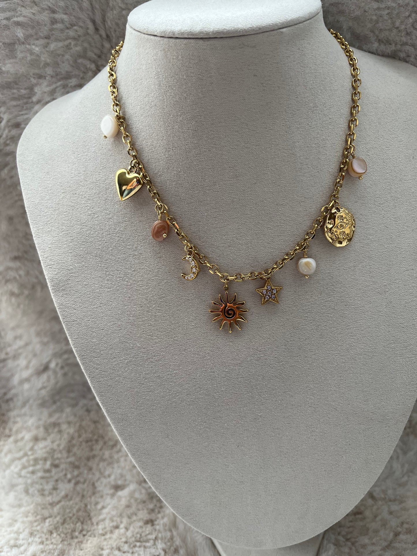 Collier Charms LUNA acier inoxydable doré