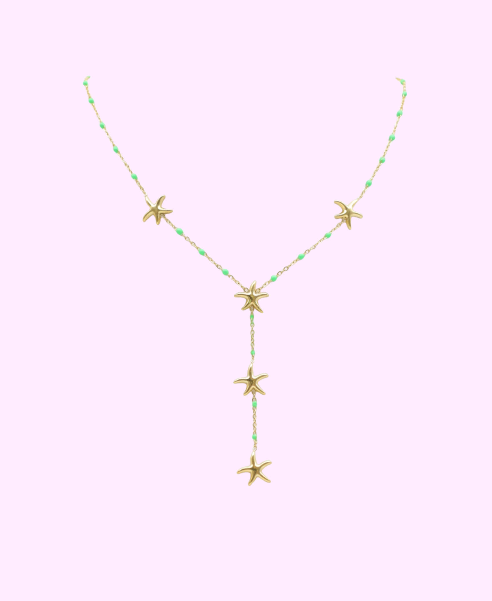 Collier Calista vert doré en acier inoxydable