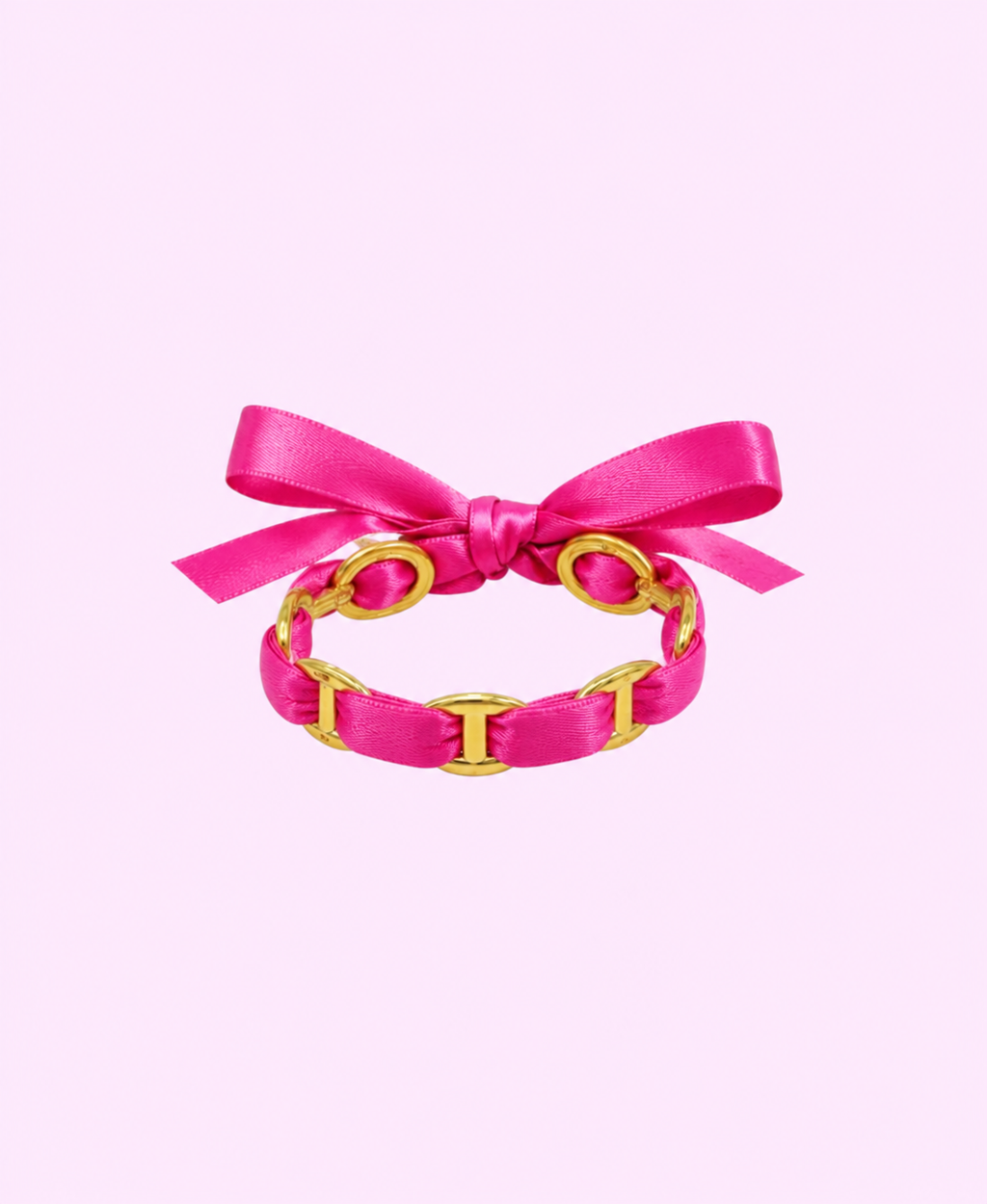 Jonc Elsa rose fushia/ rose clair acier inoxydable doré